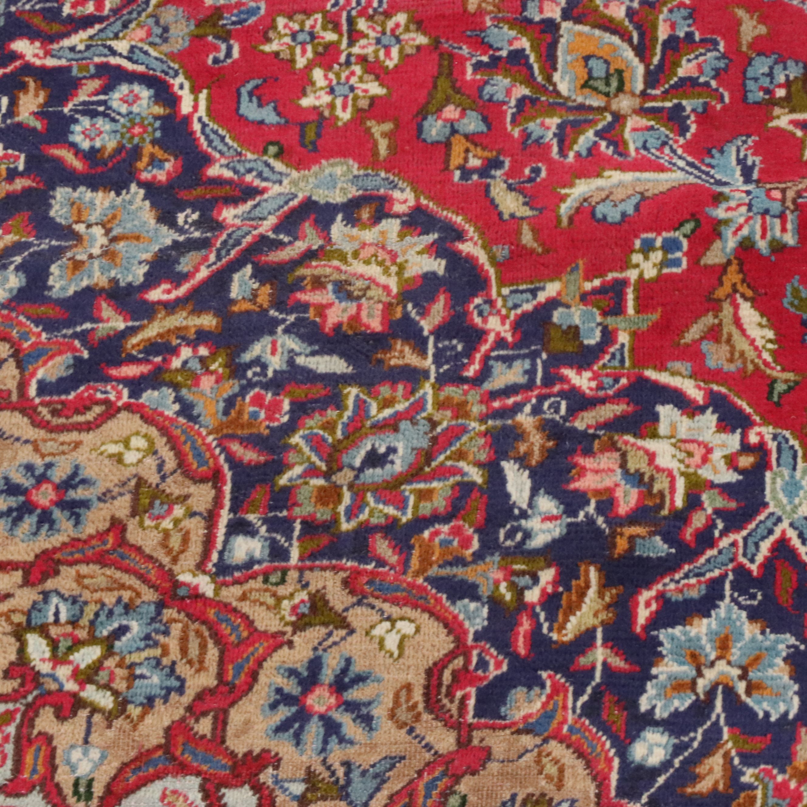 9'7 x 12'9 Hand-Knotted Persian Kashan Room-Sized Rug