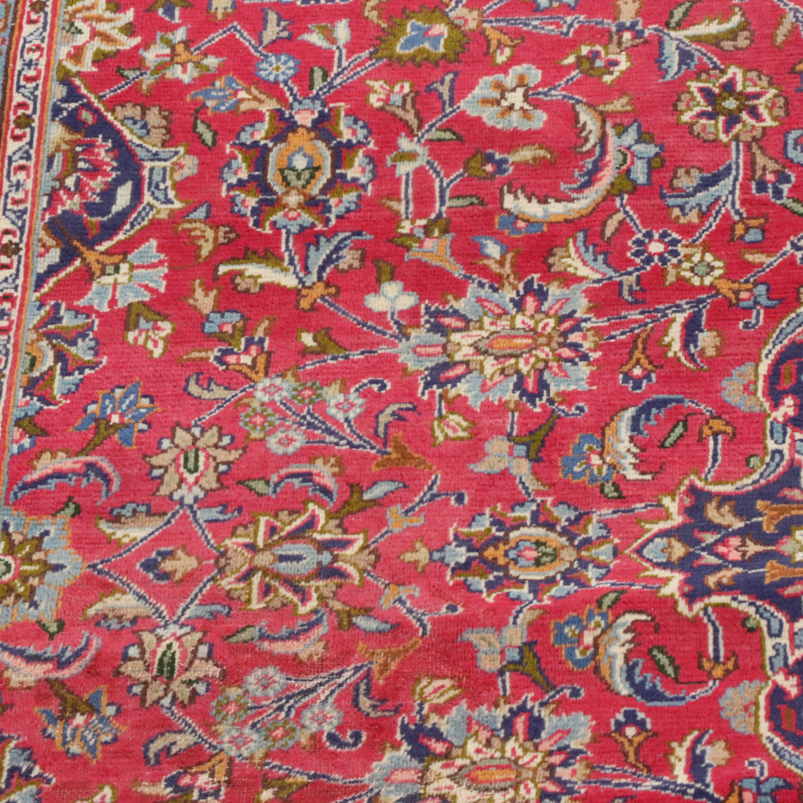 9'7 x 12'9 Hand-Knotted Persian Kashan Room-Sized Rug