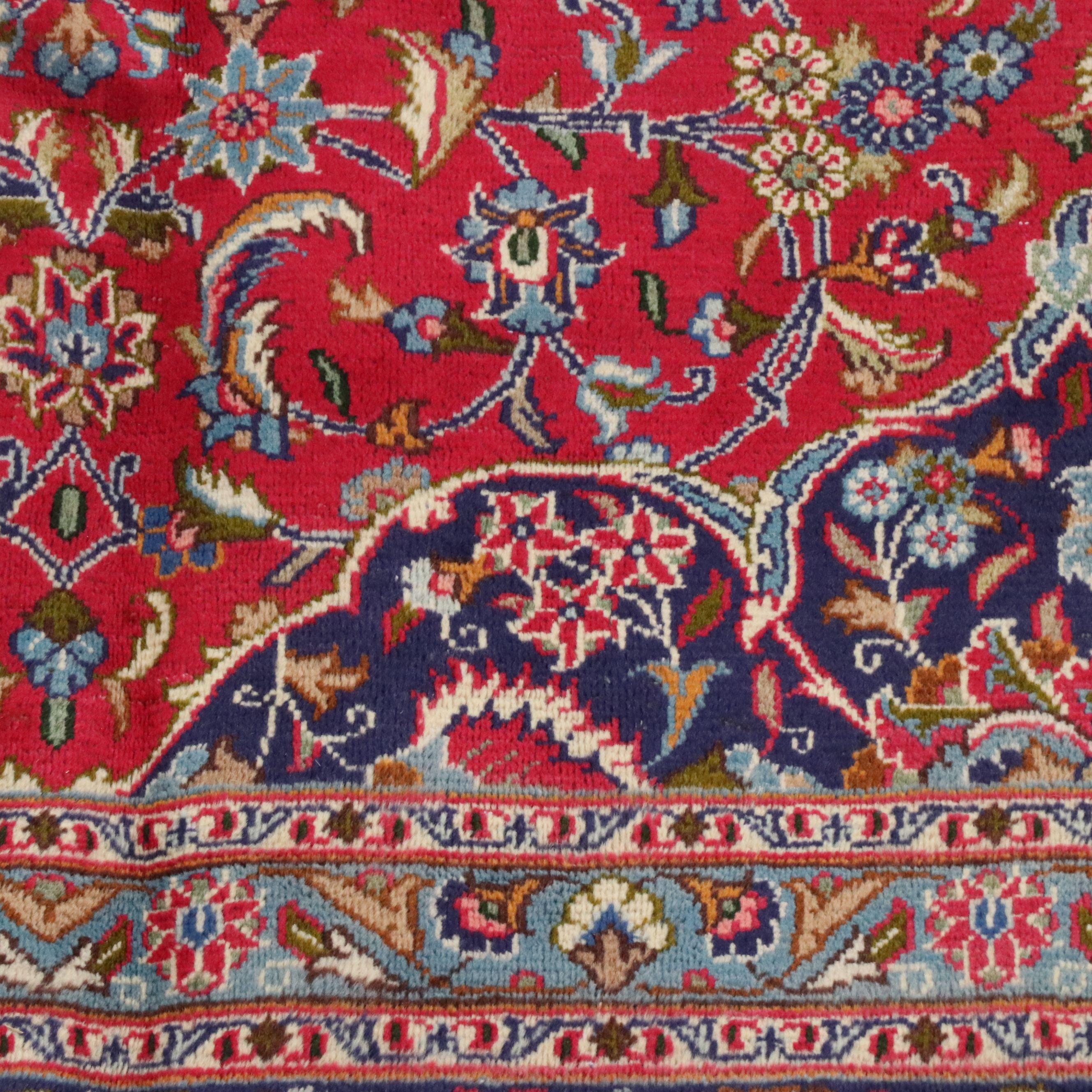 9'7 x 12'9 Hand-Knotted Persian Kashan Room-Sized Rug