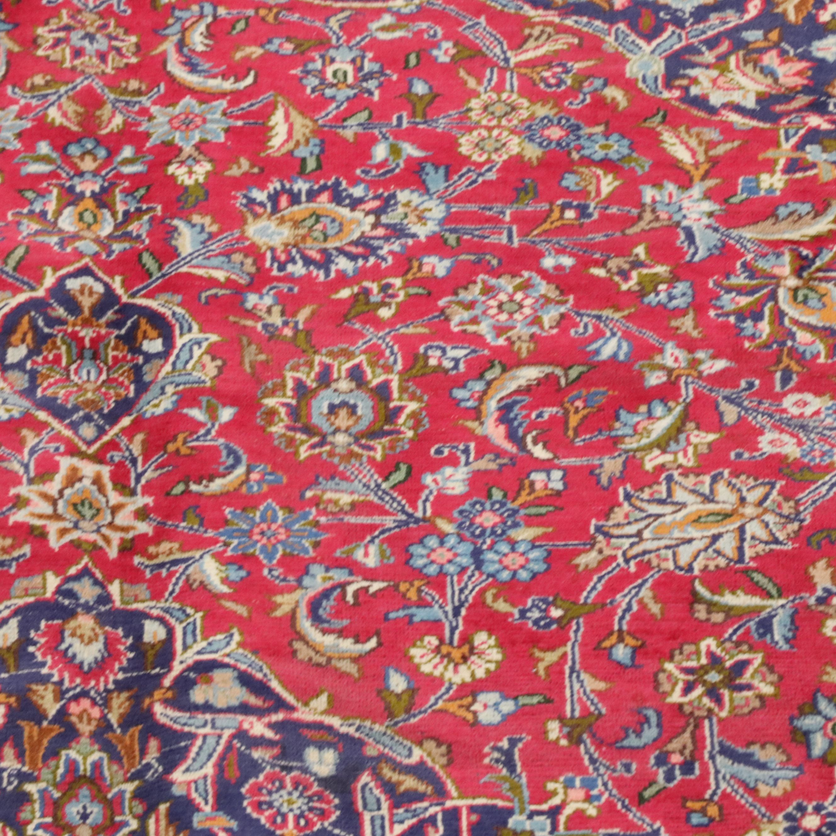 9'7 x 12'9 Hand-Knotted Persian Kashan Room-Sized Rug