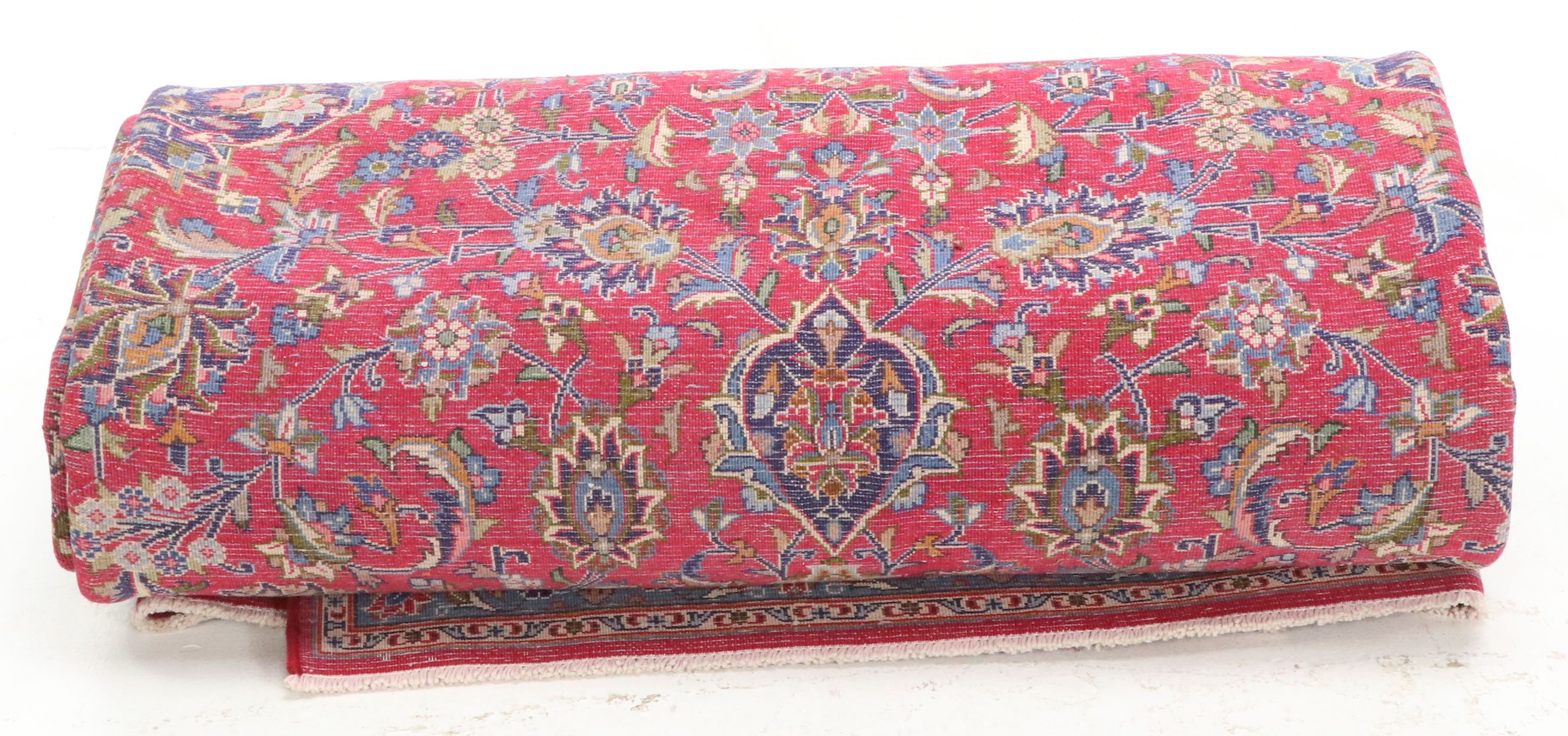 9'7 x 12'9 Hand-Knotted Persian Kashan Room-Sized Rug