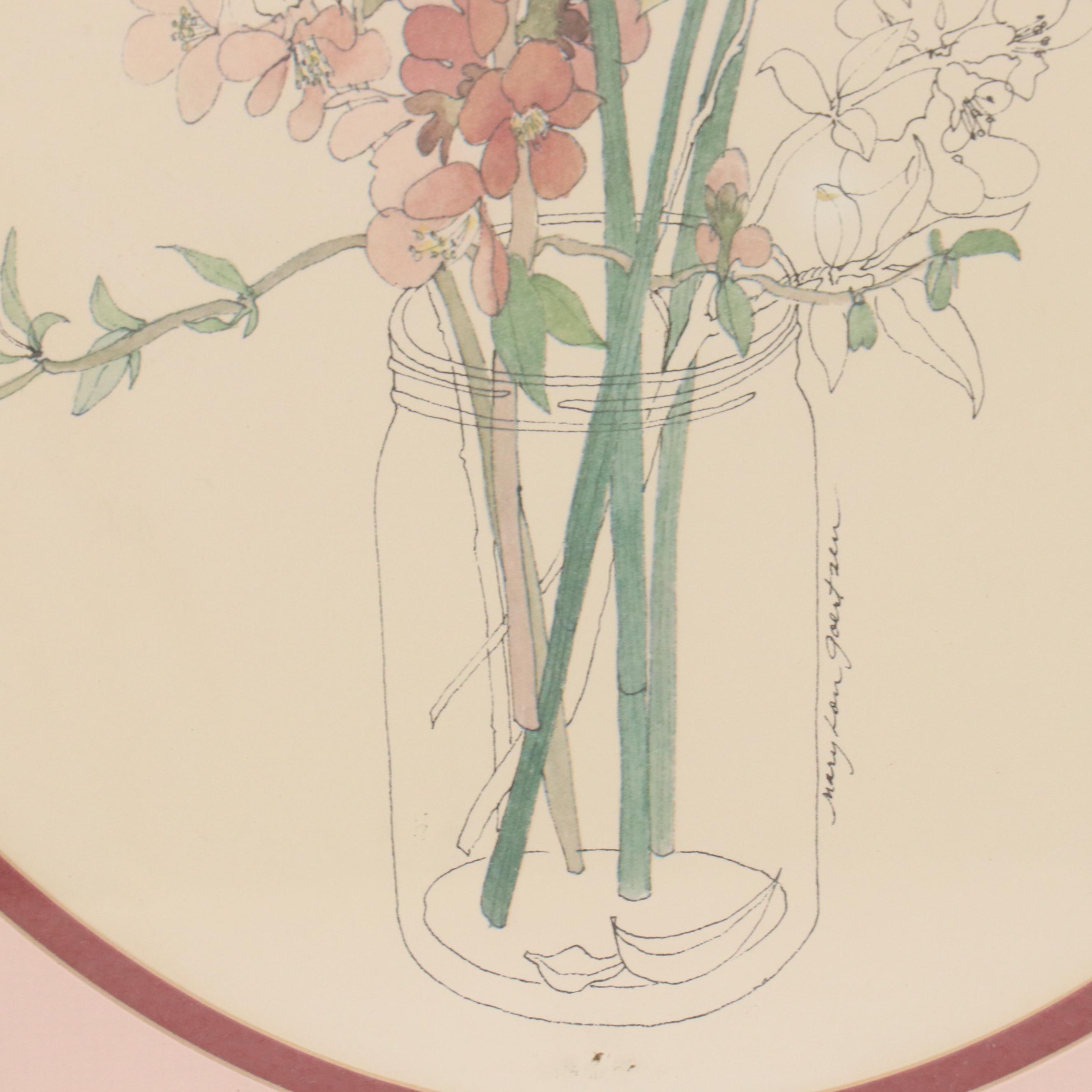 Offset Lithograph After Mary Lou Goertzen Floral Still Life