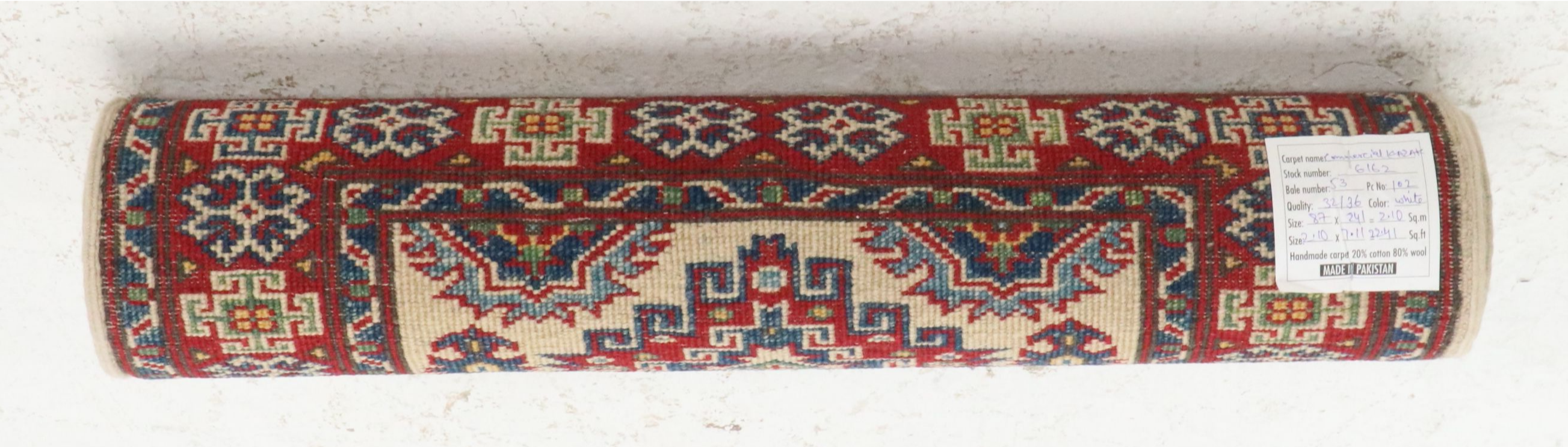 2'10 x 8'1 Hand-Knotted Pakistani Kazak Carpet Runner