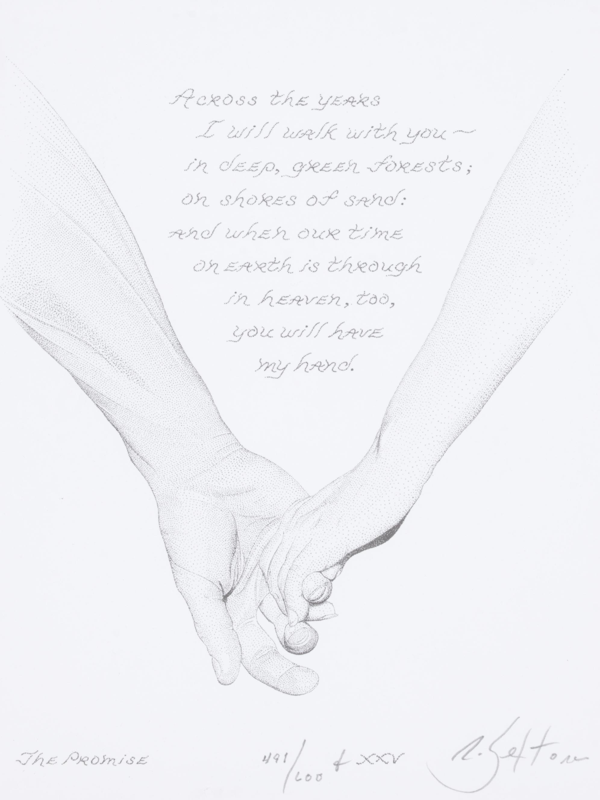 Robert Sexton Lithograph and Romantic Poem "The Promise"