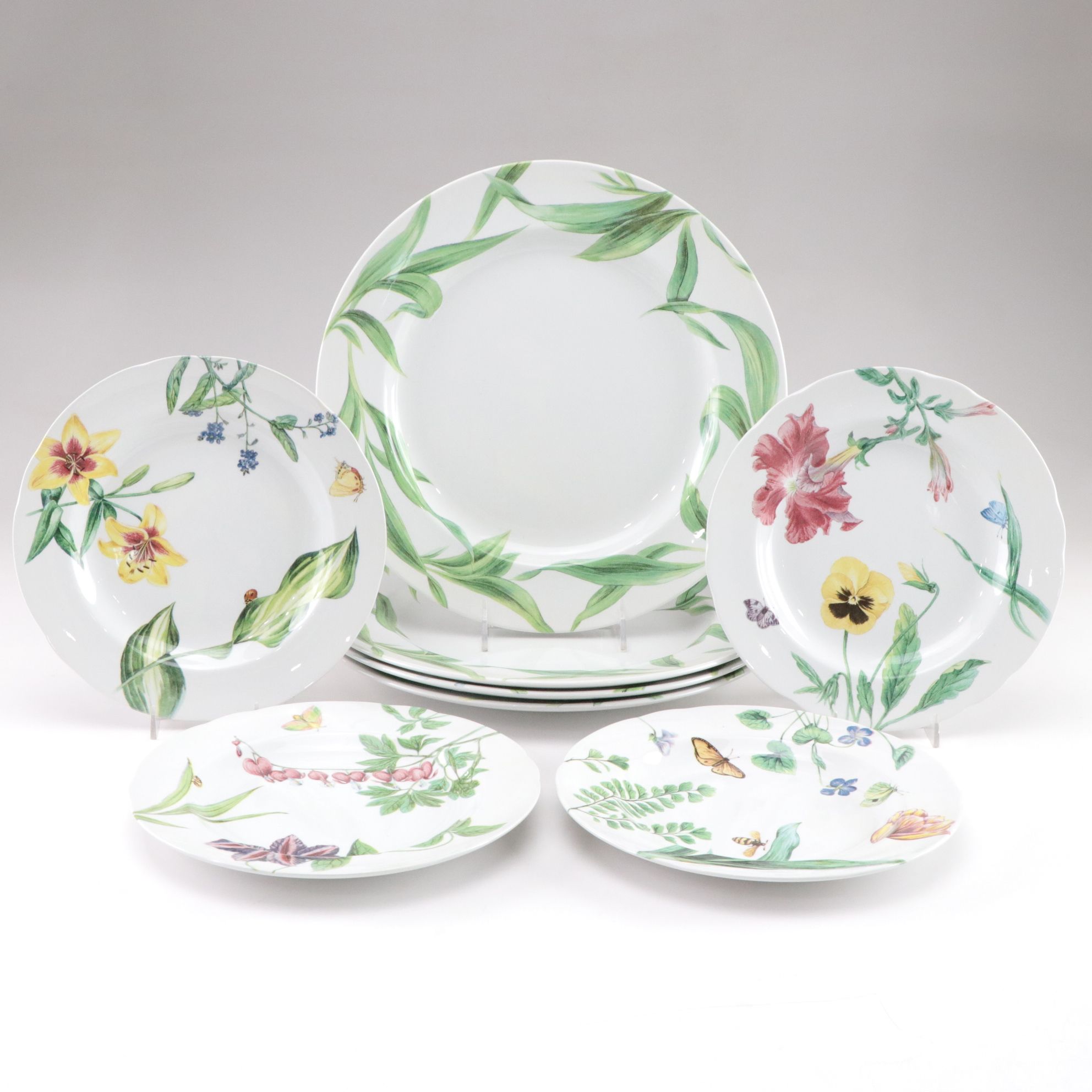 Spode for Williams-Sonoma "English Floral" Chop & Salad Plates for Four Diners