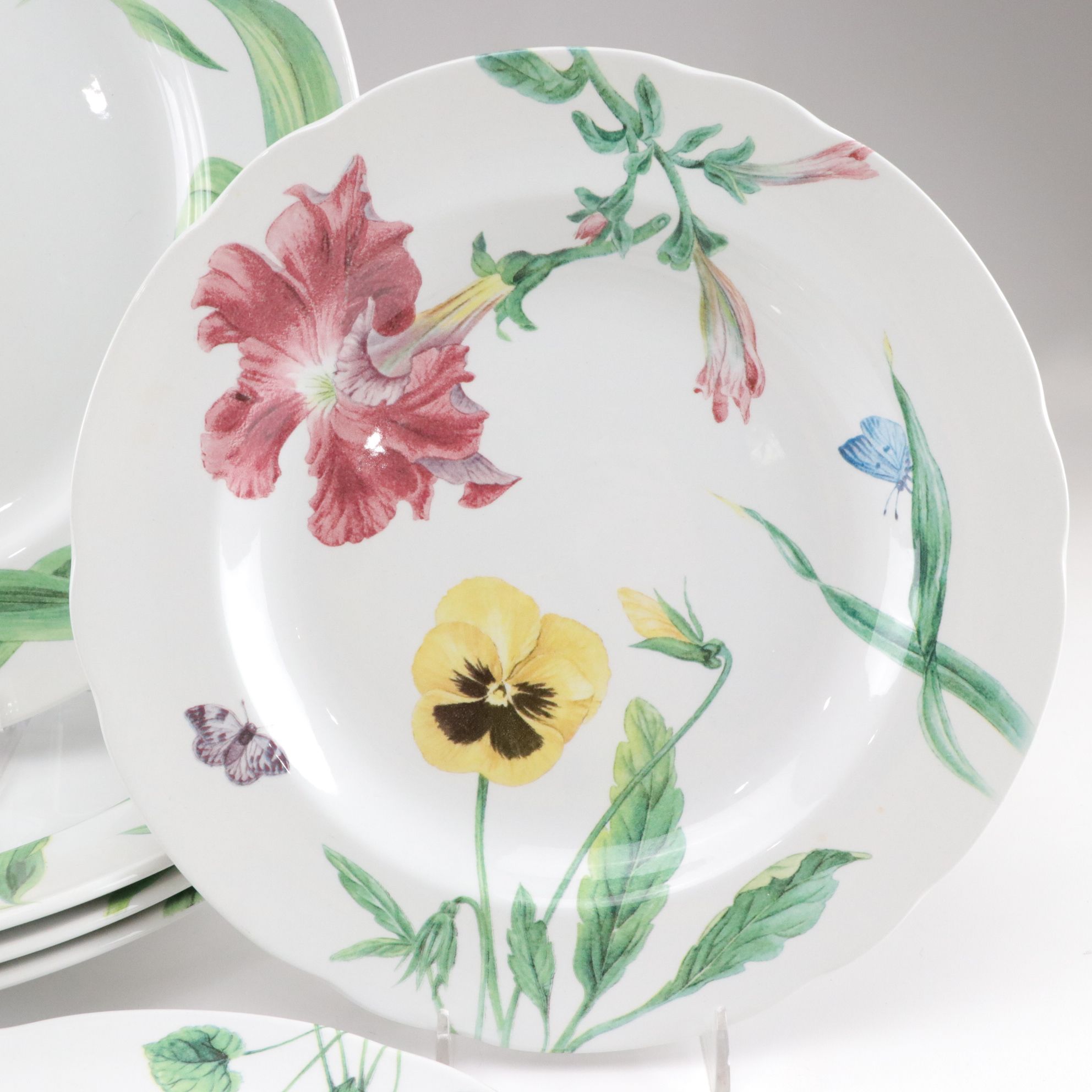 Spode for Williams-Sonoma "English Floral" Chop & Salad Plates for Four Diners