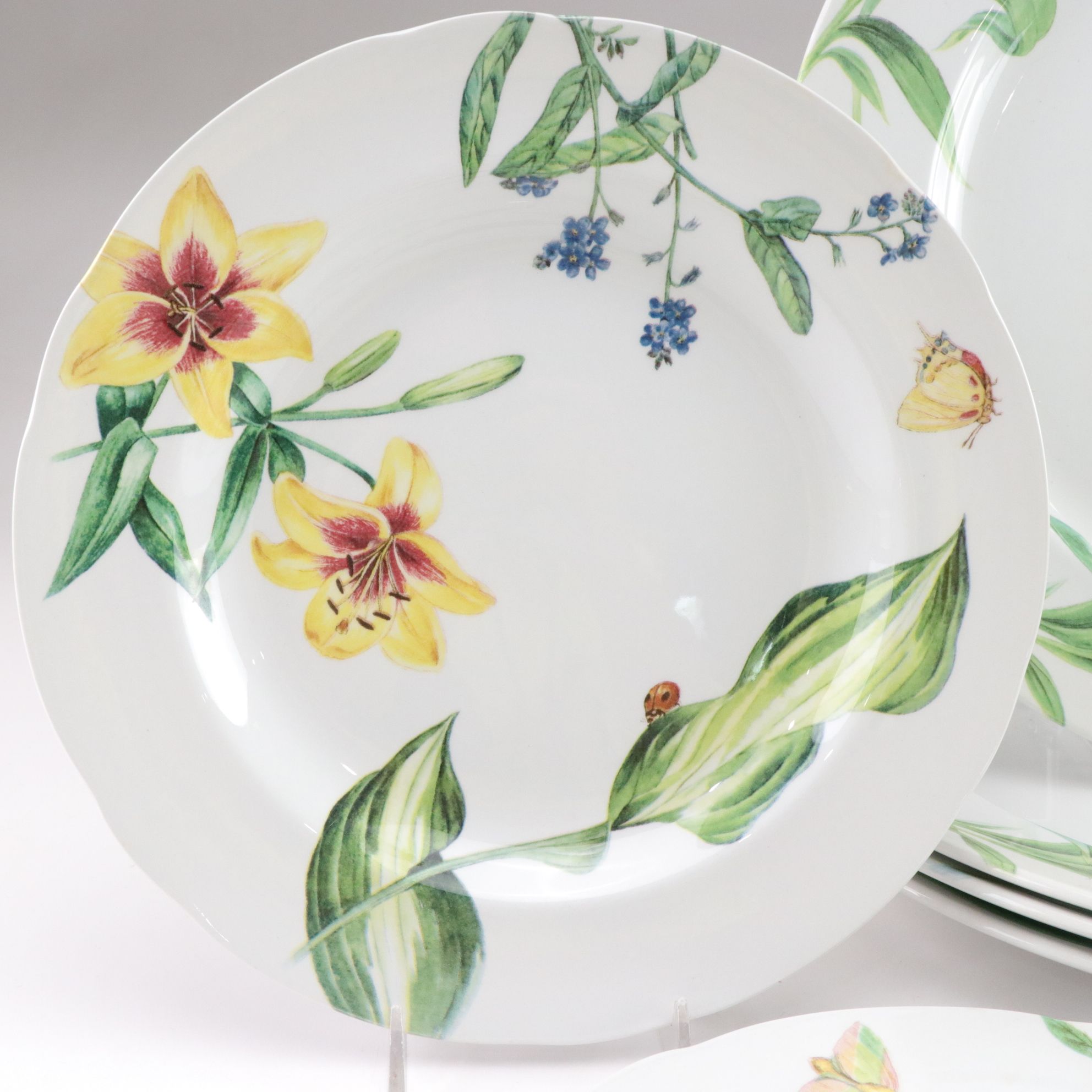 Spode for Williams-Sonoma "English Floral" Chop & Salad Plates for Four Diners