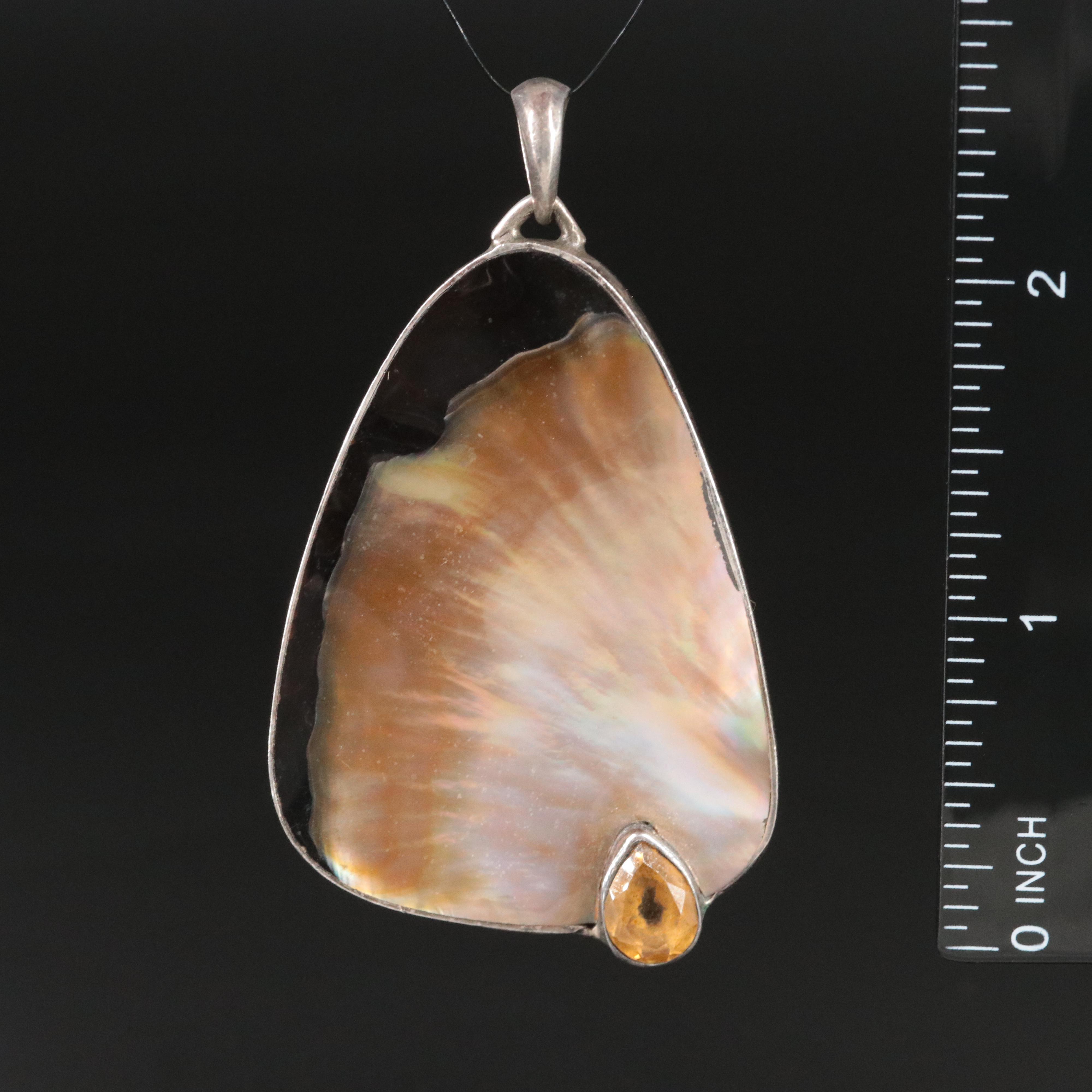 Marta Howell Sterling Mother-of-Pearl and Citrine Pendant