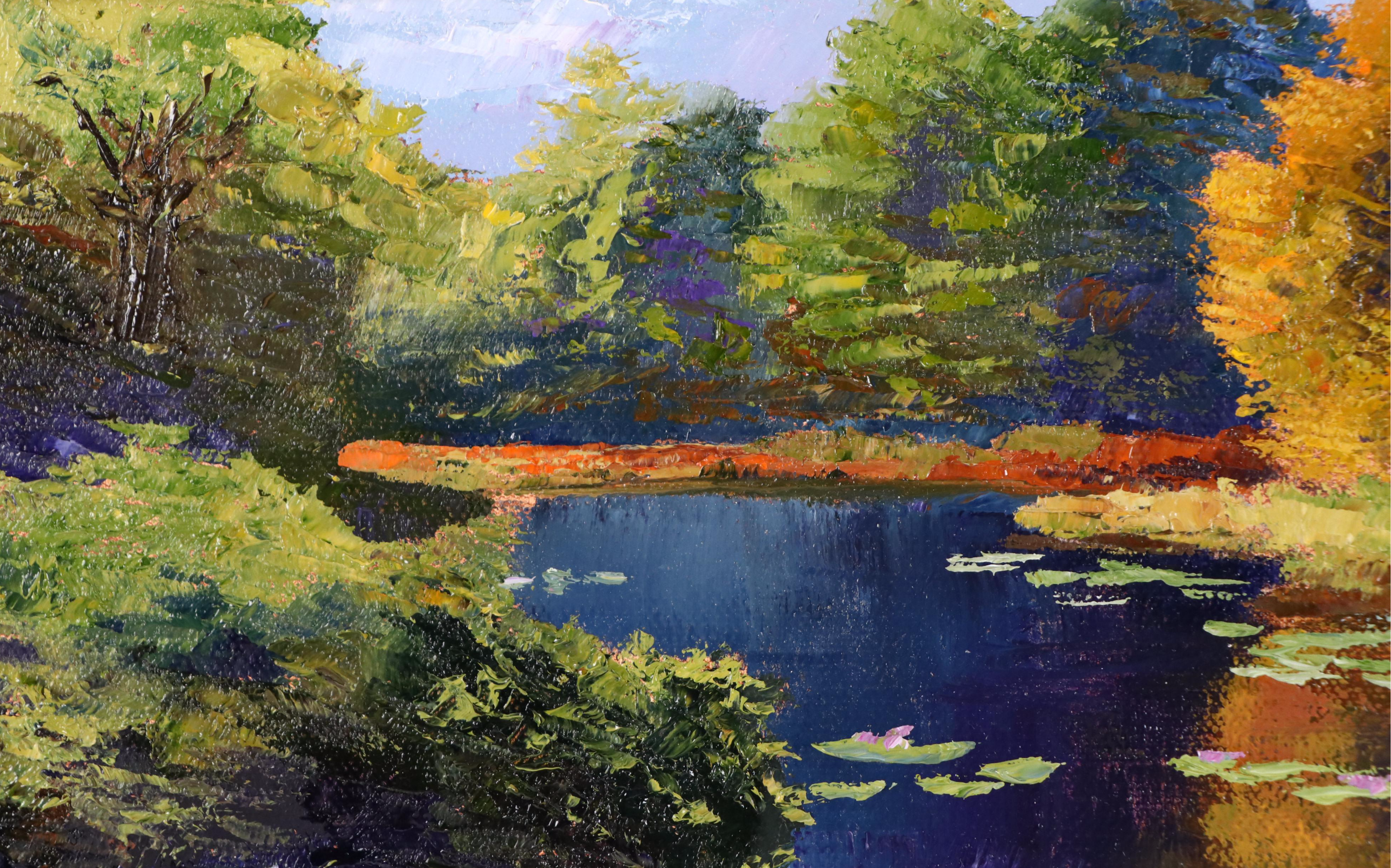 James Baldoumas Landscape Oil Painting "Pond View," 2025