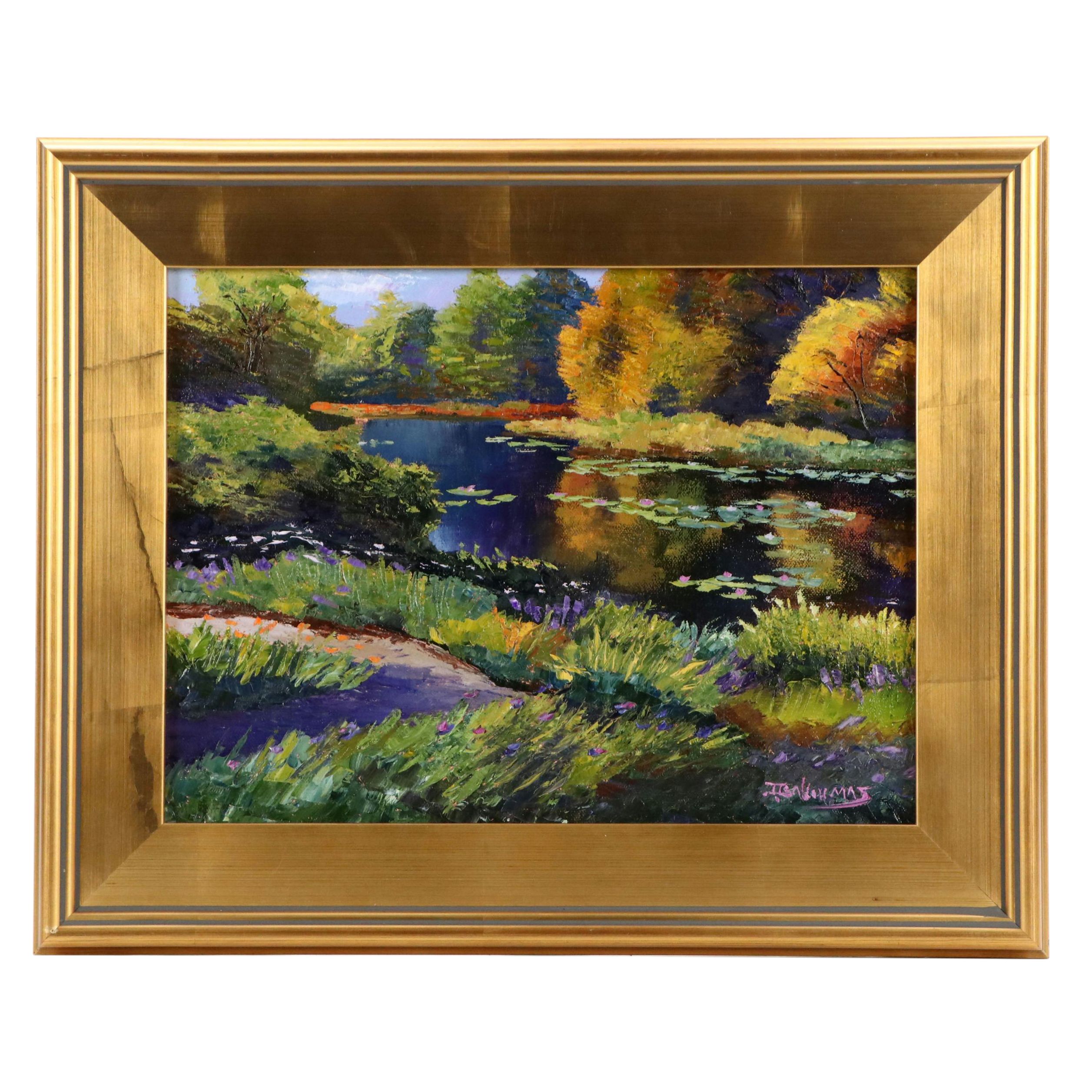 James Baldoumas Landscape Oil Painting "Pond View," 2025