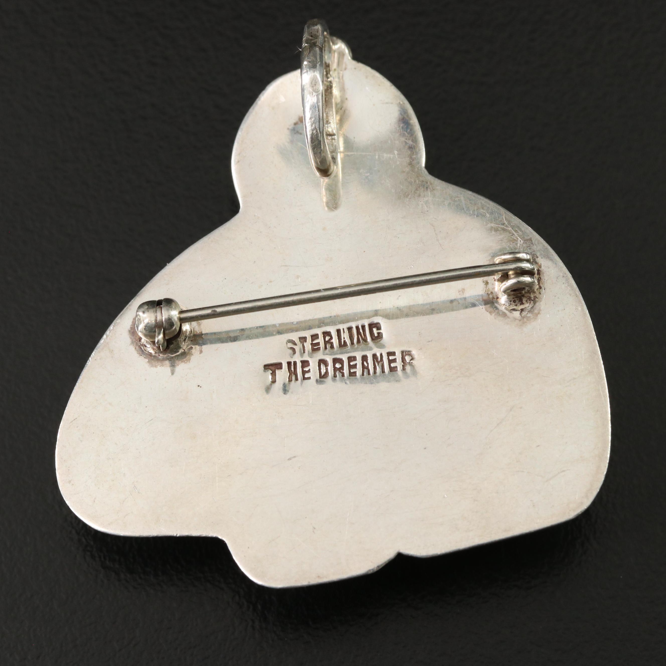 Echo of the Dreamer Sterling and Turquoise Bear Pendant