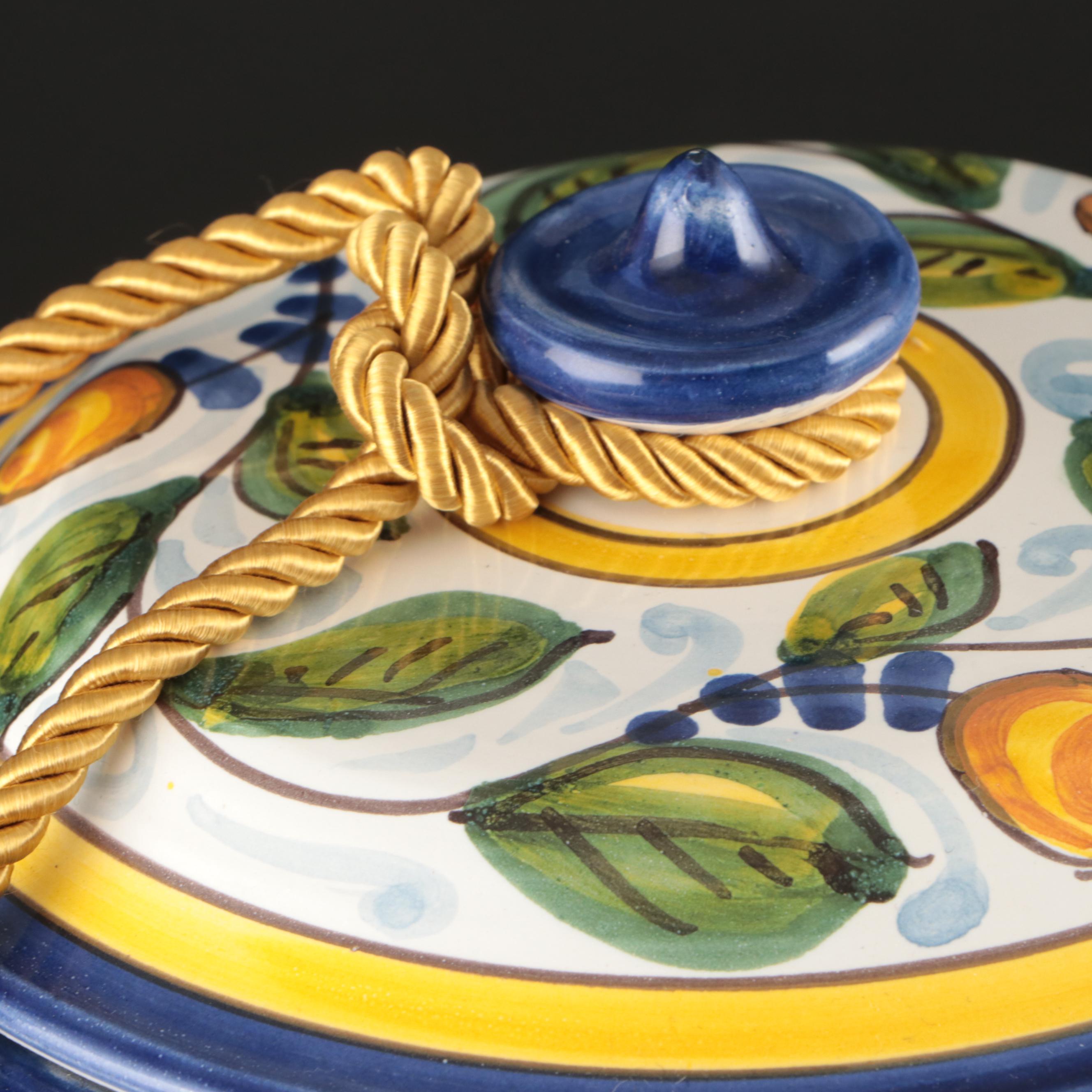 DiCamillo Baking Co Hand-Painted "Melograno Grande" Ceramic Biscotti Jar