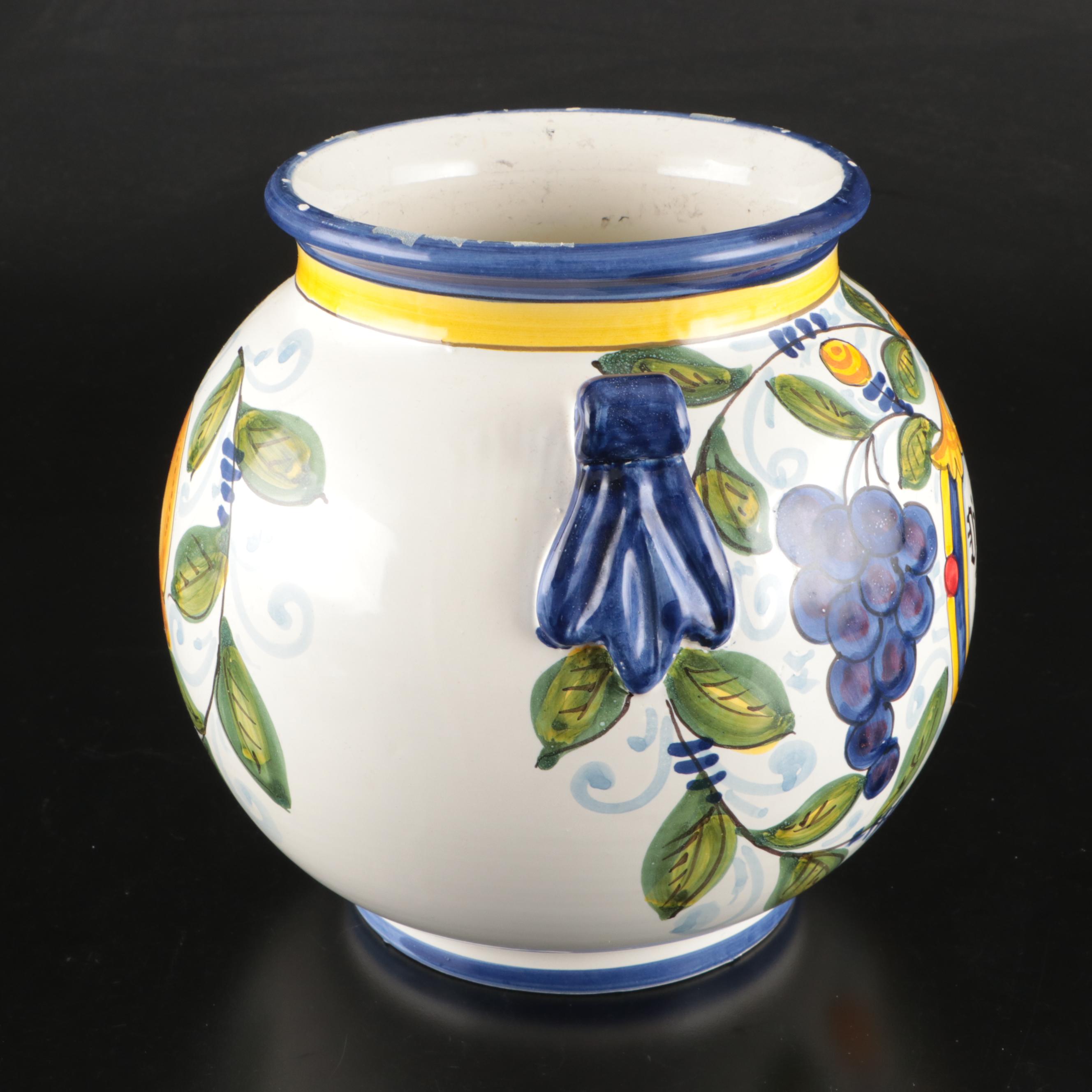 DiCamillo Baking Co Hand-Painted "Melograno Grande" Ceramic Biscotti Jar