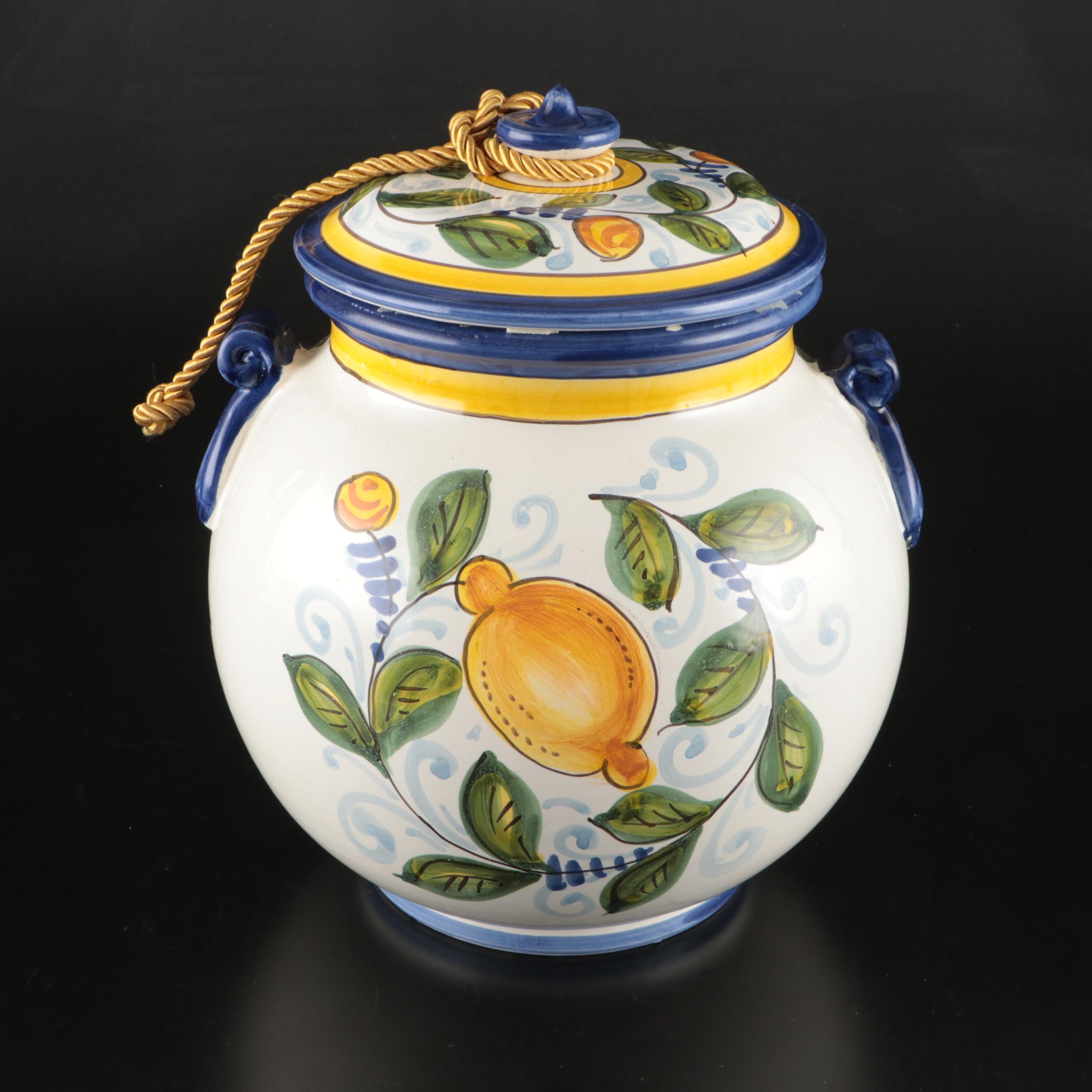 DiCamillo Baking Co Hand-Painted "Melograno Grande" Ceramic Biscotti Jar