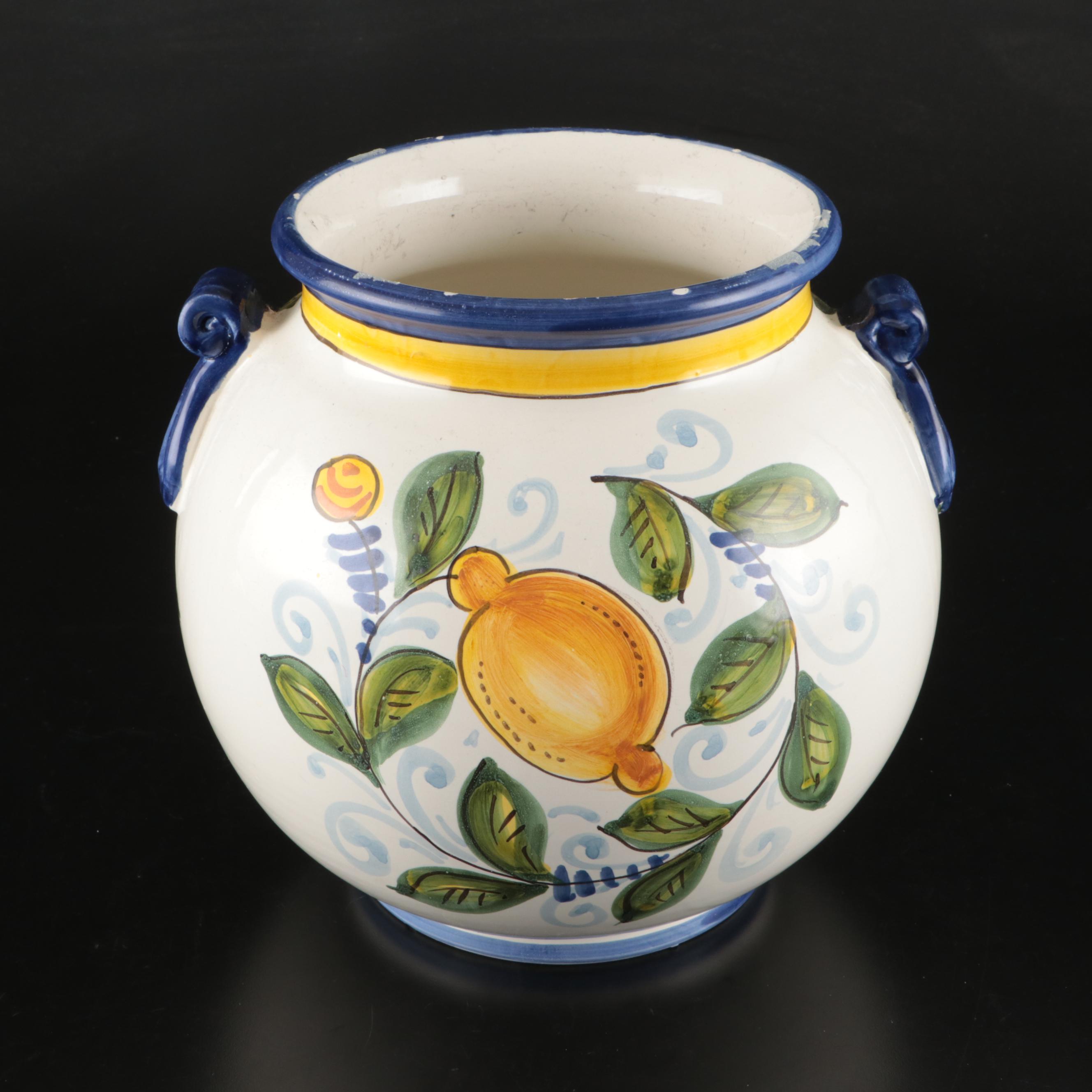 DiCamillo Baking Co Hand-Painted "Melograno Grande" Ceramic Biscotti Jar