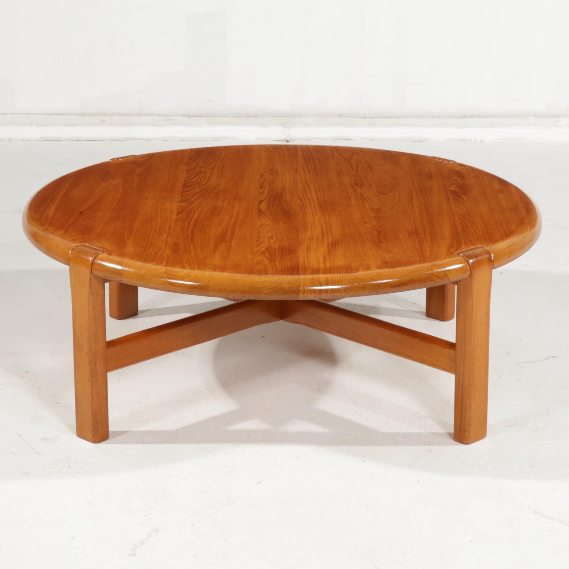 Niels Bach Danish Modern Solid Teak Round Coffee Table, Late 20th Century