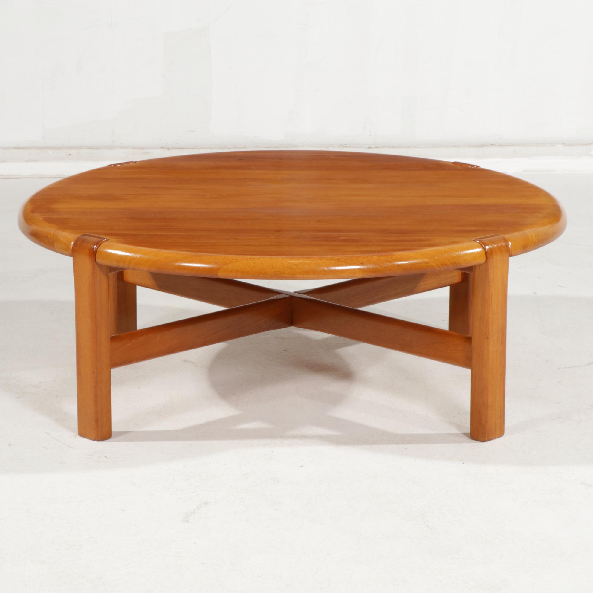 Niels Bach Danish Modern Solid Teak Round Coffee Table, Late 20th Century