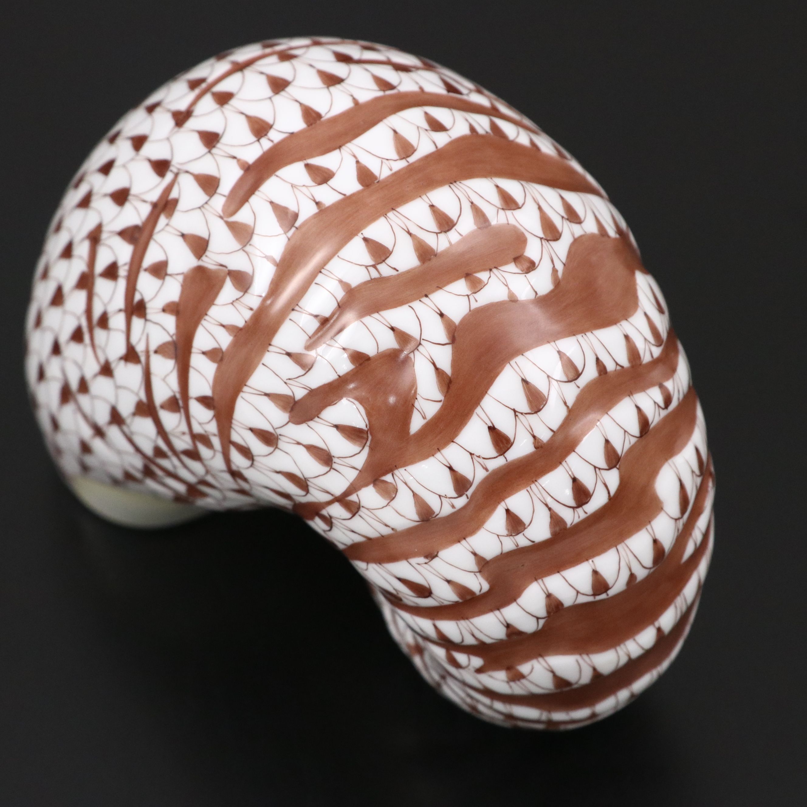 Herend "Nautilus" Chocolate and Gold Fishnet Porcelain Figurine