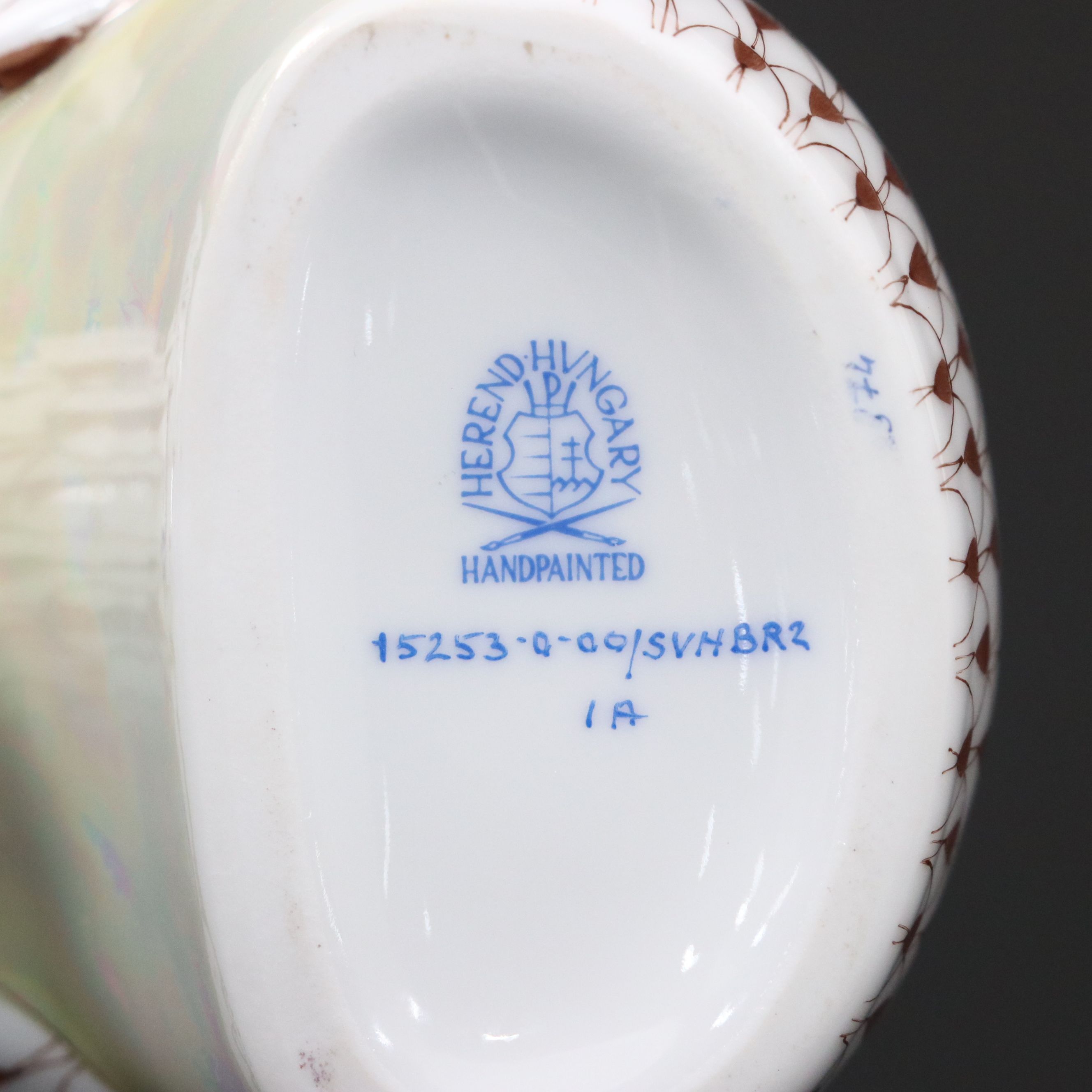 Herend "Nautilus" Chocolate and Gold Fishnet Porcelain Figurine