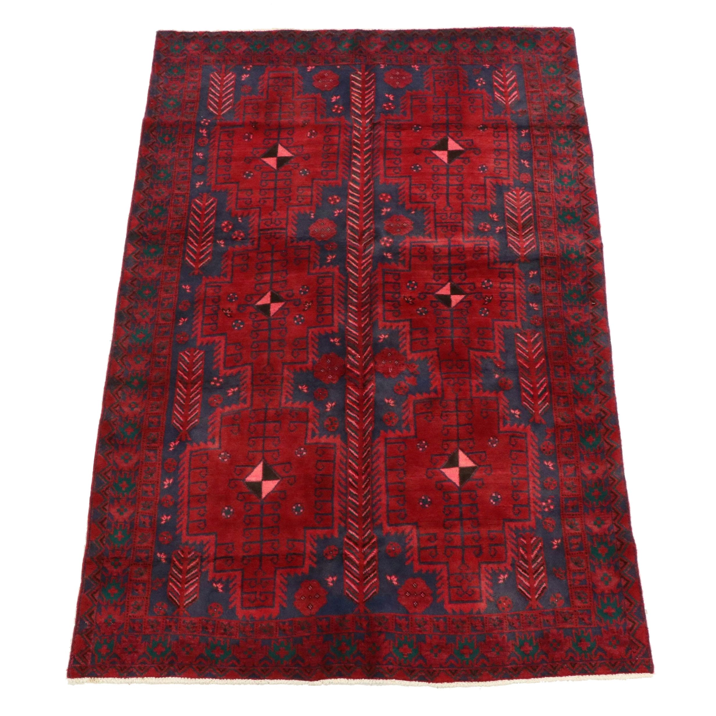 5' x 7'10 Hand-Knotted Afghani-Persian Style Village Area Rug