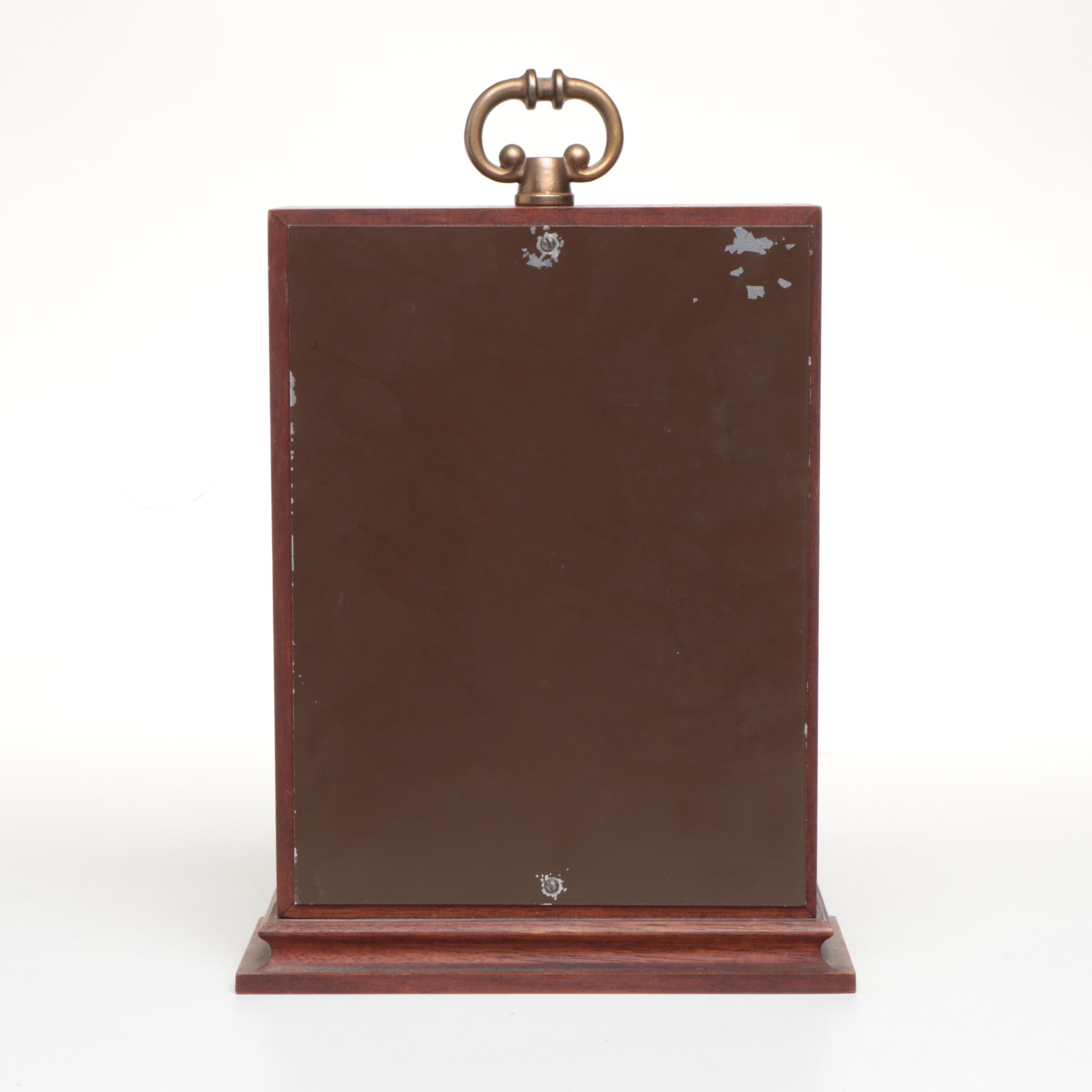 Wooden Desk Clock with Floral Clock Face