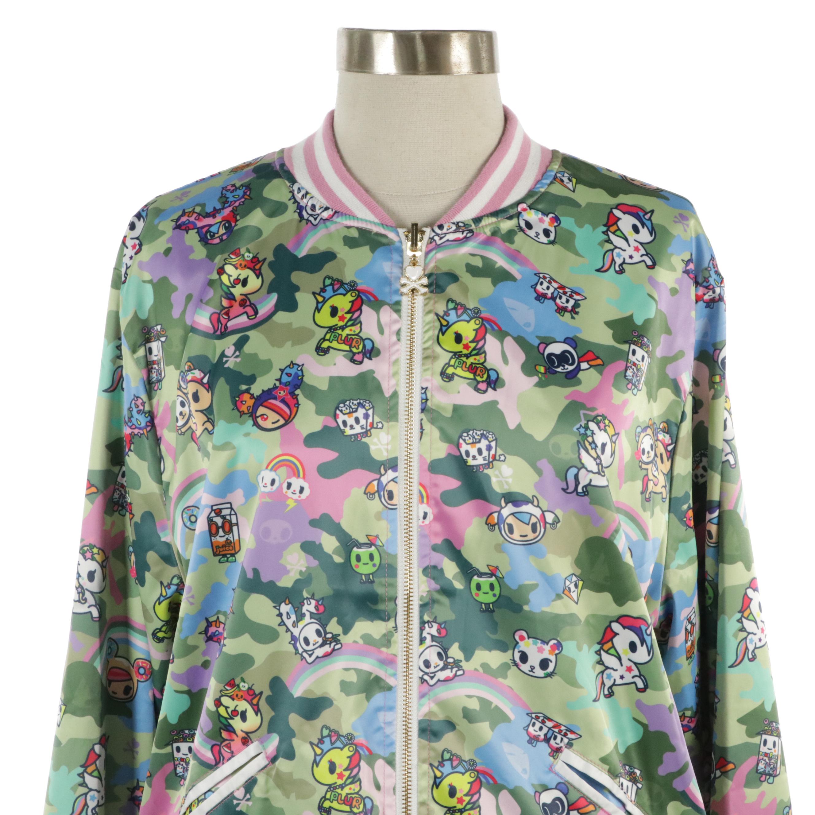 Tokidoki Reversible Varsity Jacket in Kawaii Camo Print