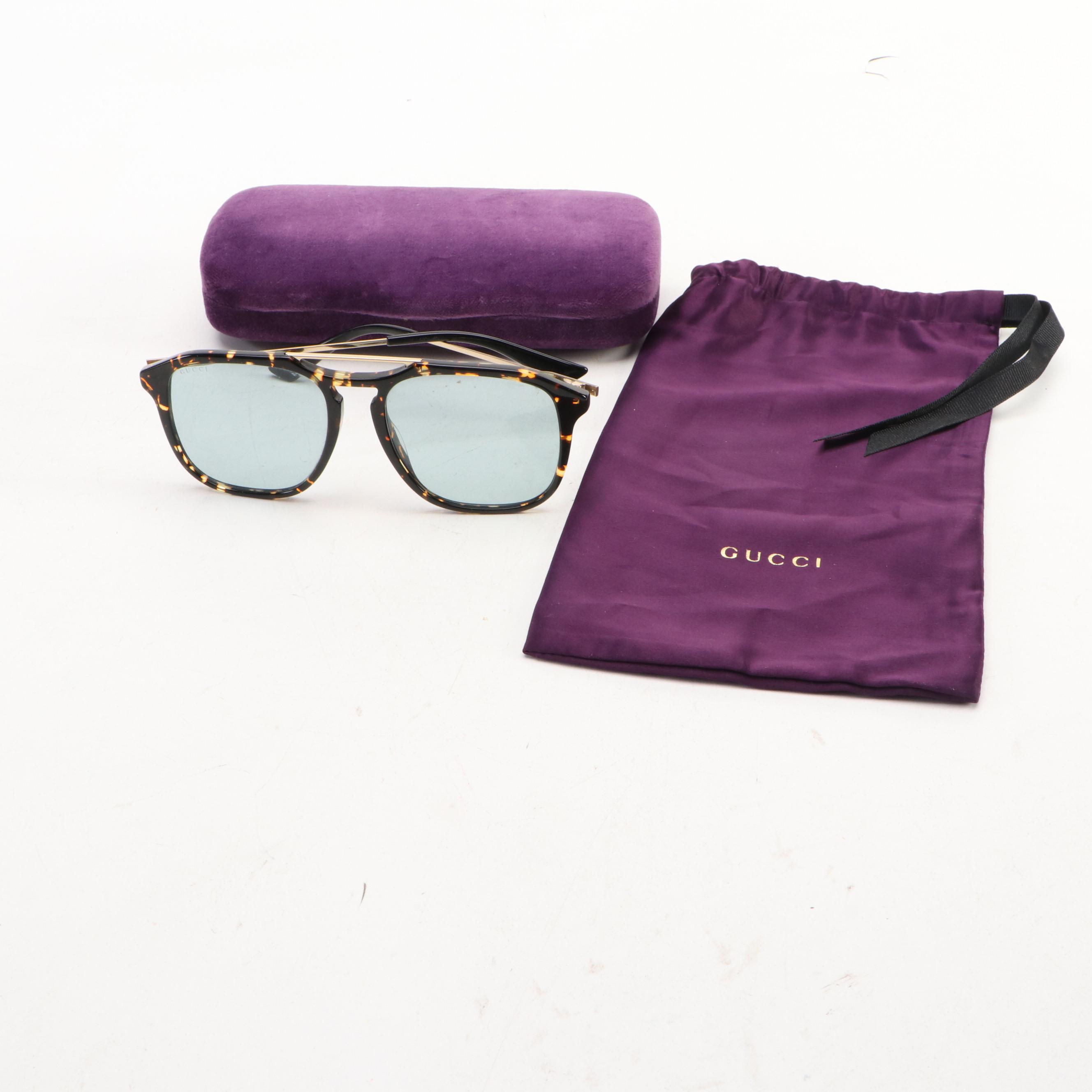 Gucci GG0321S Square Brown Havana Sunglasses with Case