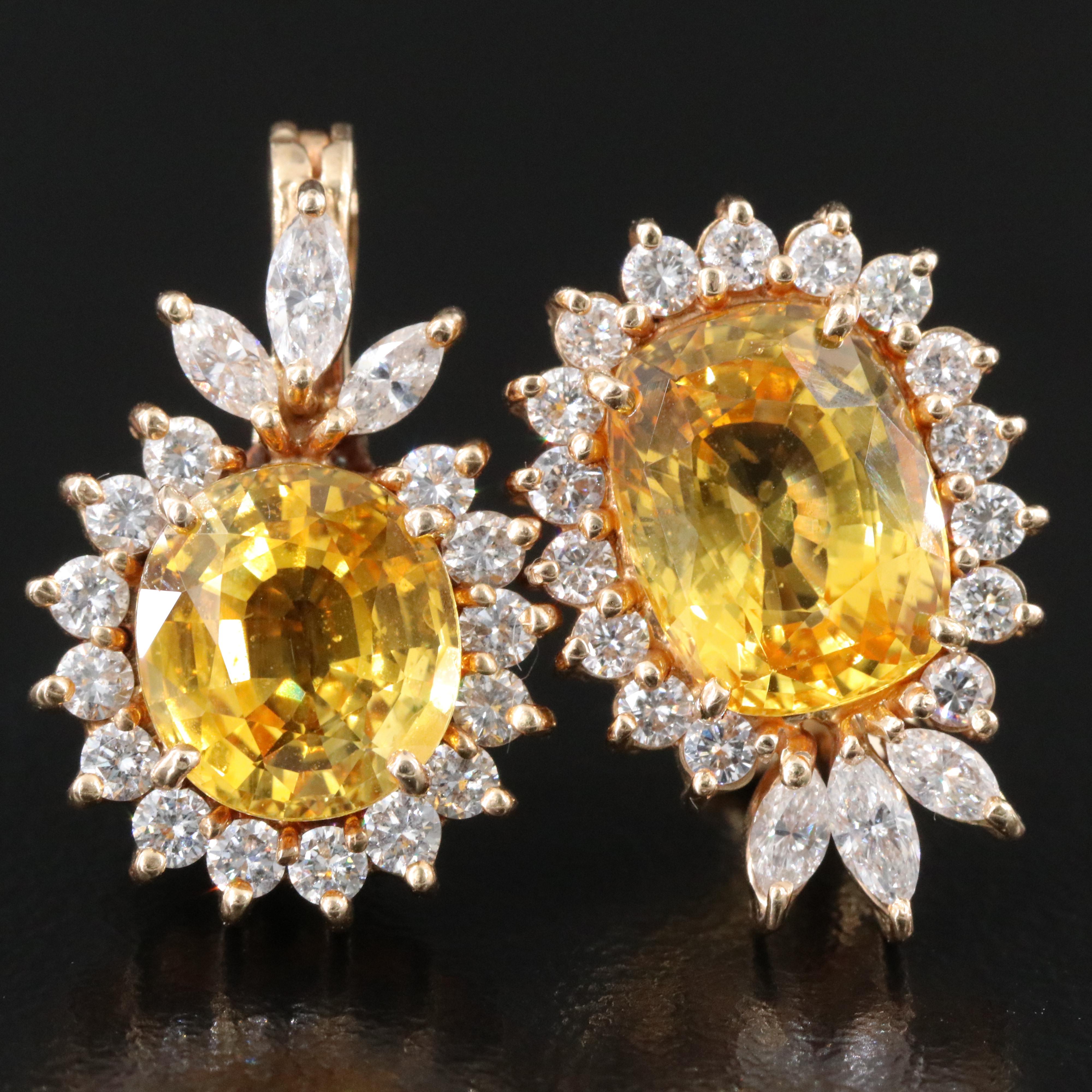14K Yellow Sapphire  and 1.97 CTW Diamond Earrings and Enhancer Pendant
