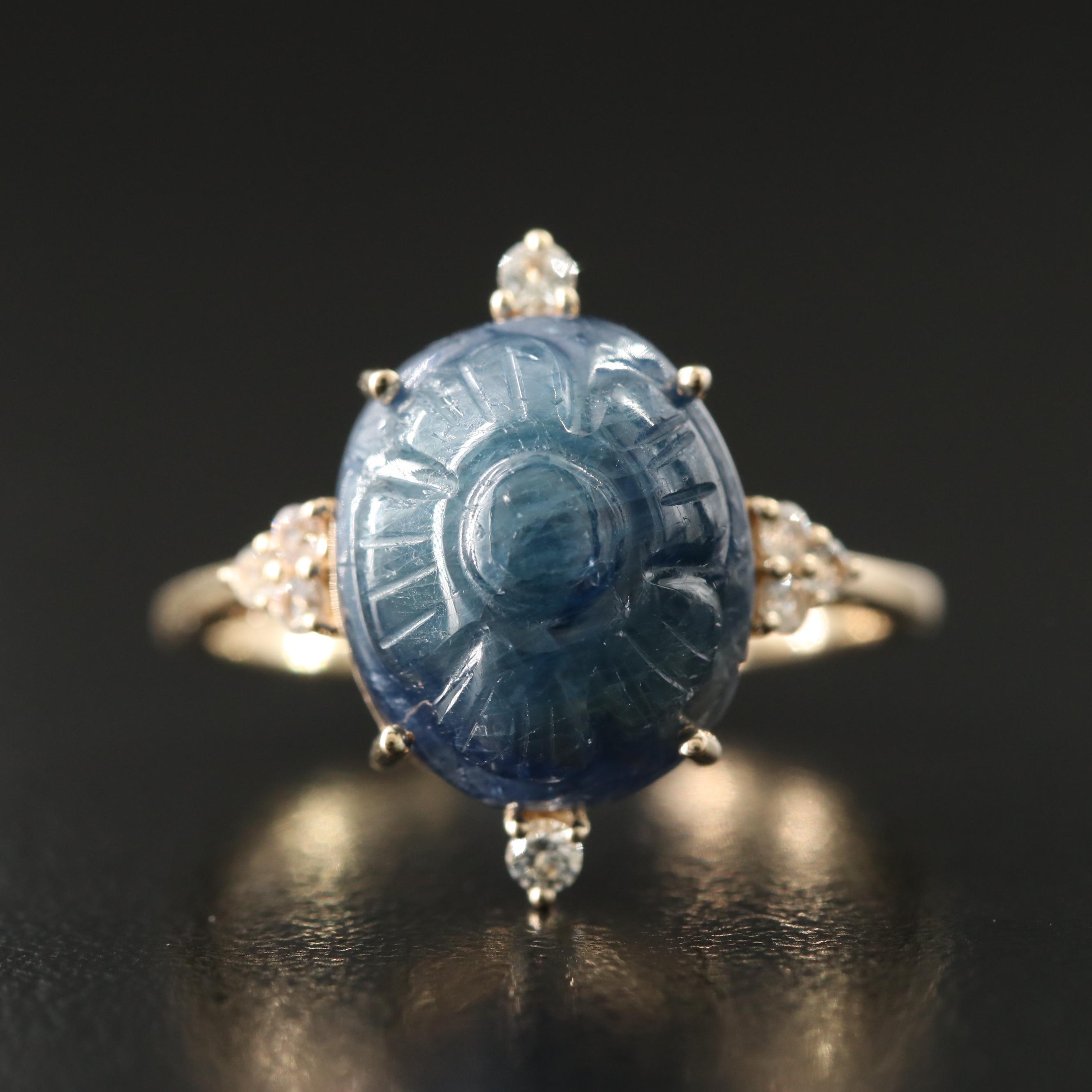 14K Sapphire and White Sapphire Ring