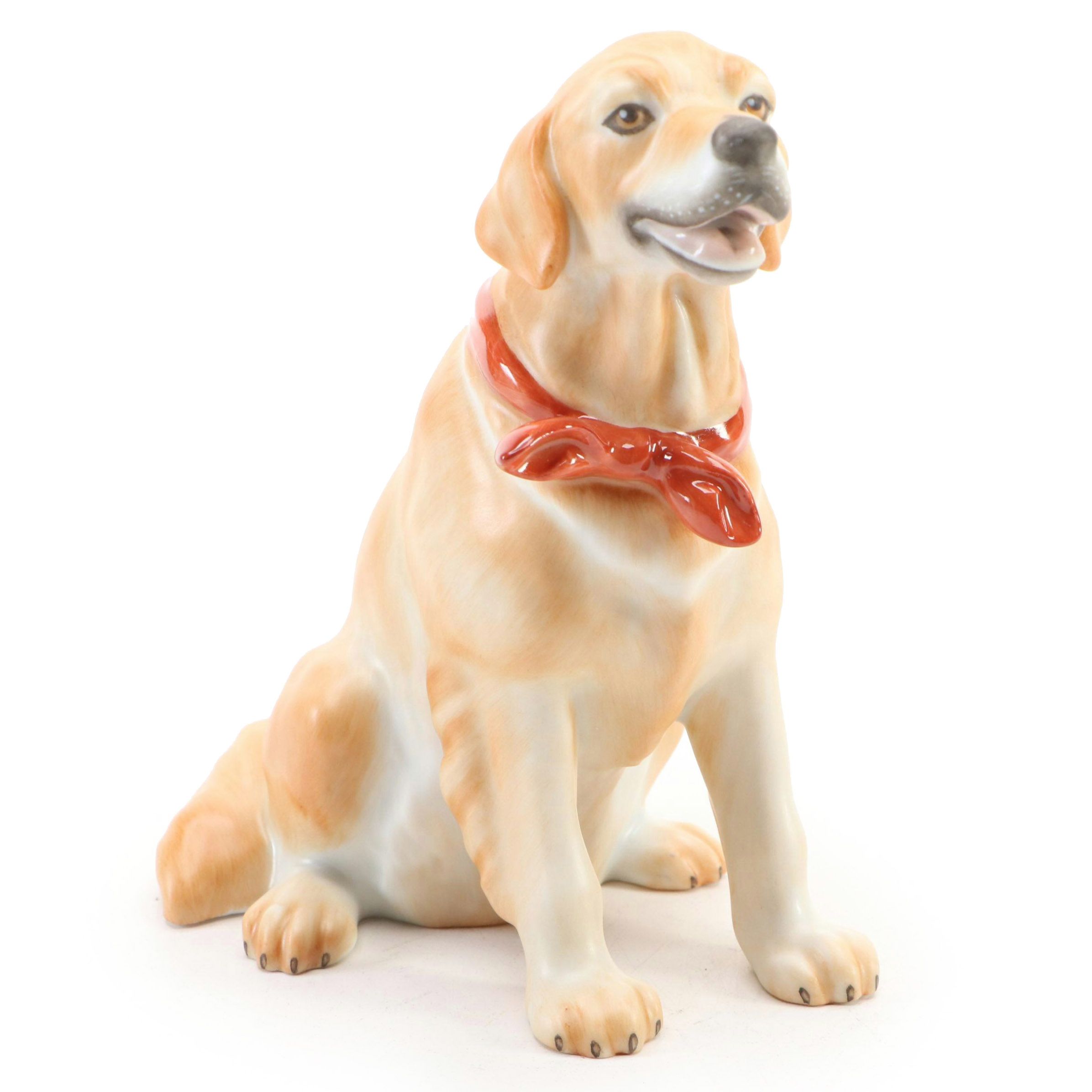 Herend Natural "Golden Retriever" Porcelain Figurine
