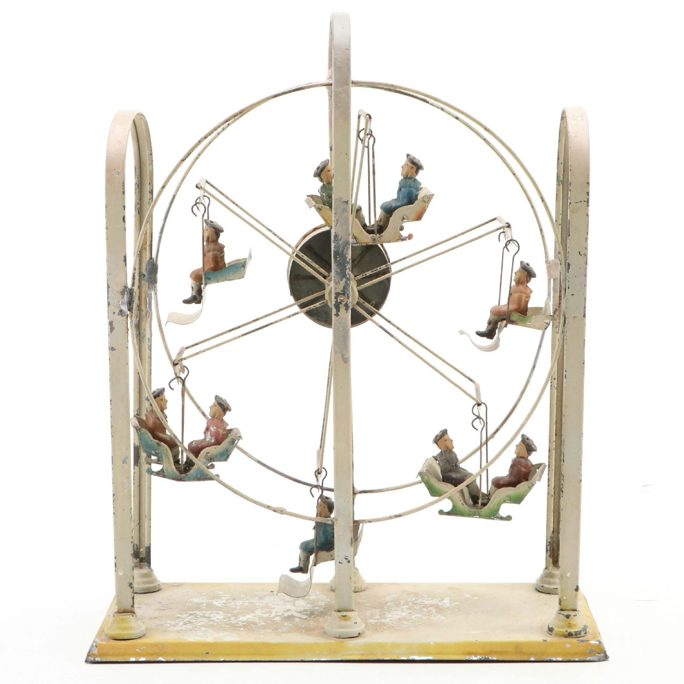 German Painted Metal Ferris Wheel Wind-Up Toy, Early to Mid-20th Century
