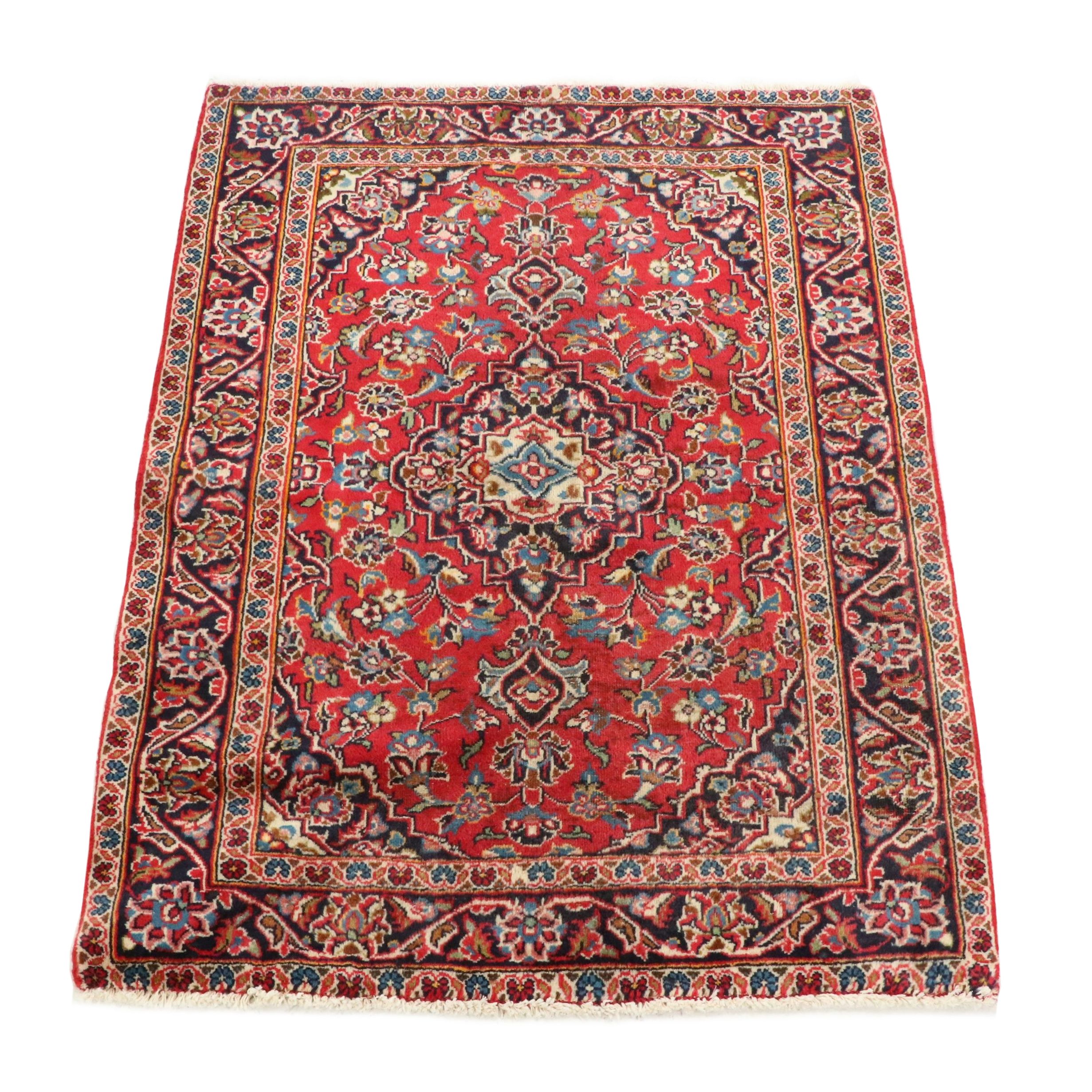 3'3 x 4'3 Hand-Knotted Persian Kashan Accent Rug