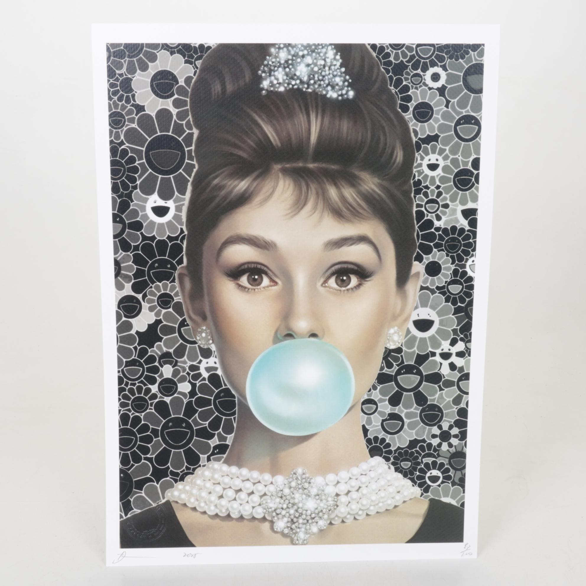 Death NYC Pop Art Digital Graphic Print Featuring Audrey Hepburn & Murakami