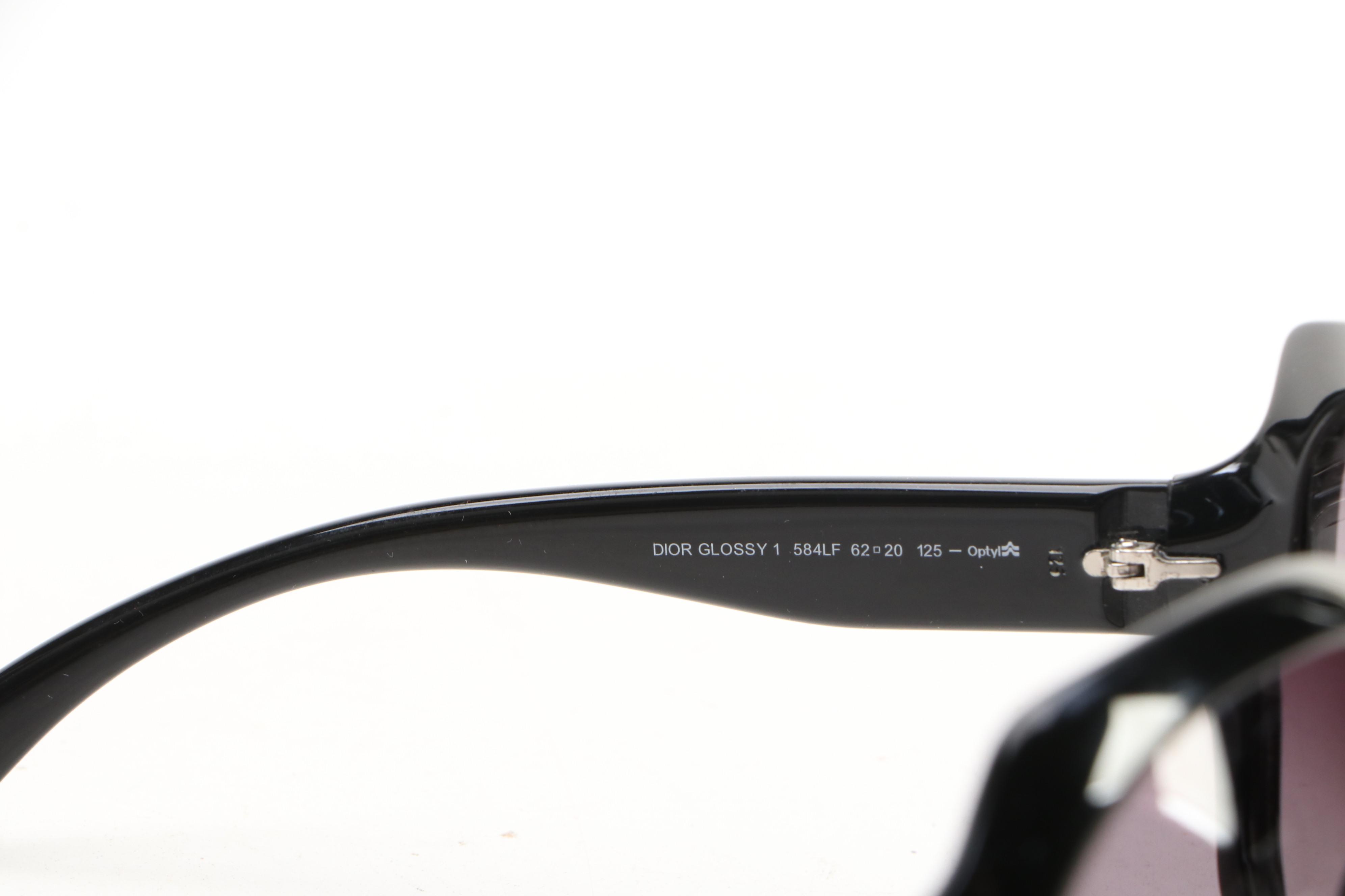 Christian Dior Glossy 1 Black Oversized Sunglasses with Case