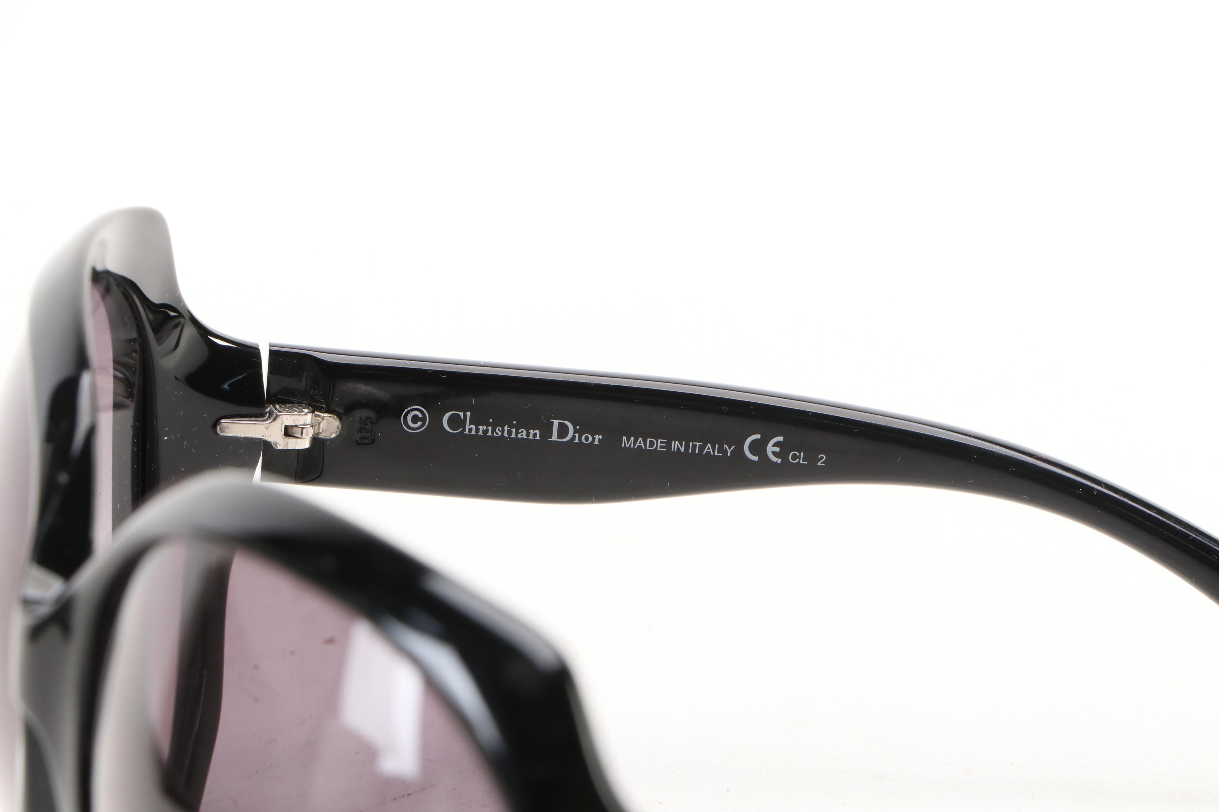 Christian Dior Glossy 1 Black Oversized Sunglasses with Case