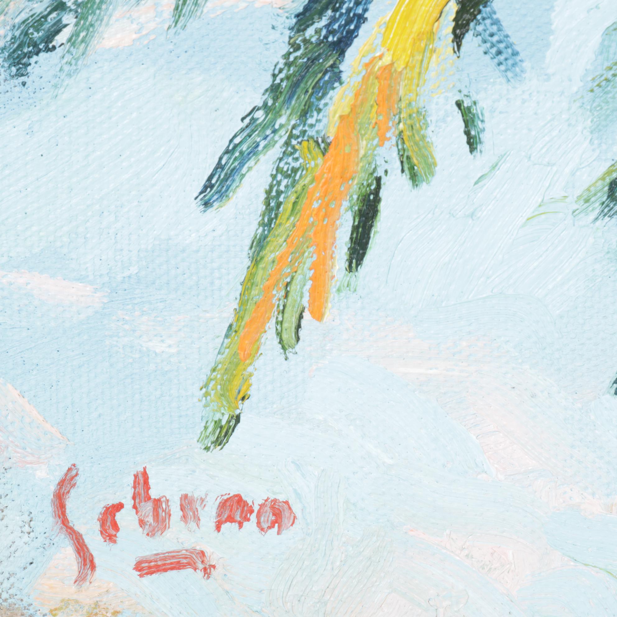 Acrylic on Canvas Painting of Palm Tree