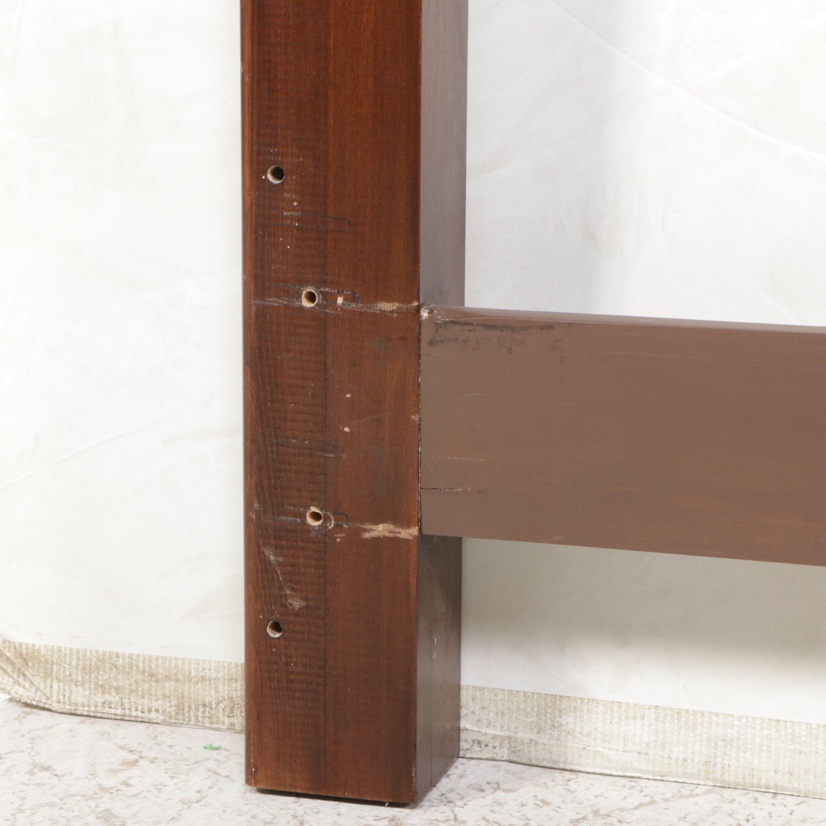 French Provincial Style Carved Wood and Upholstered King Headboard