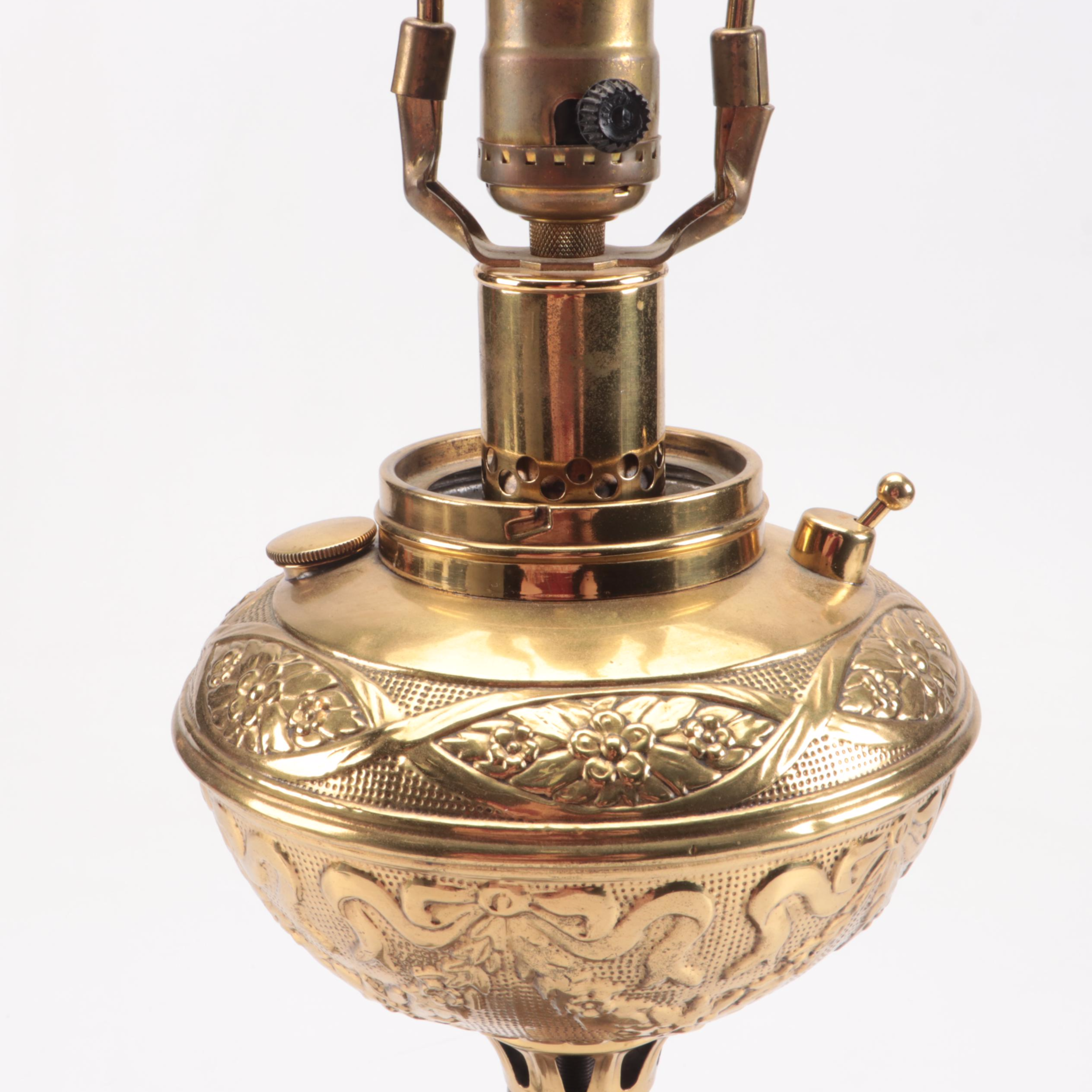 Victorian Brass Oil Banquet Lamp, Adapted 20th Century