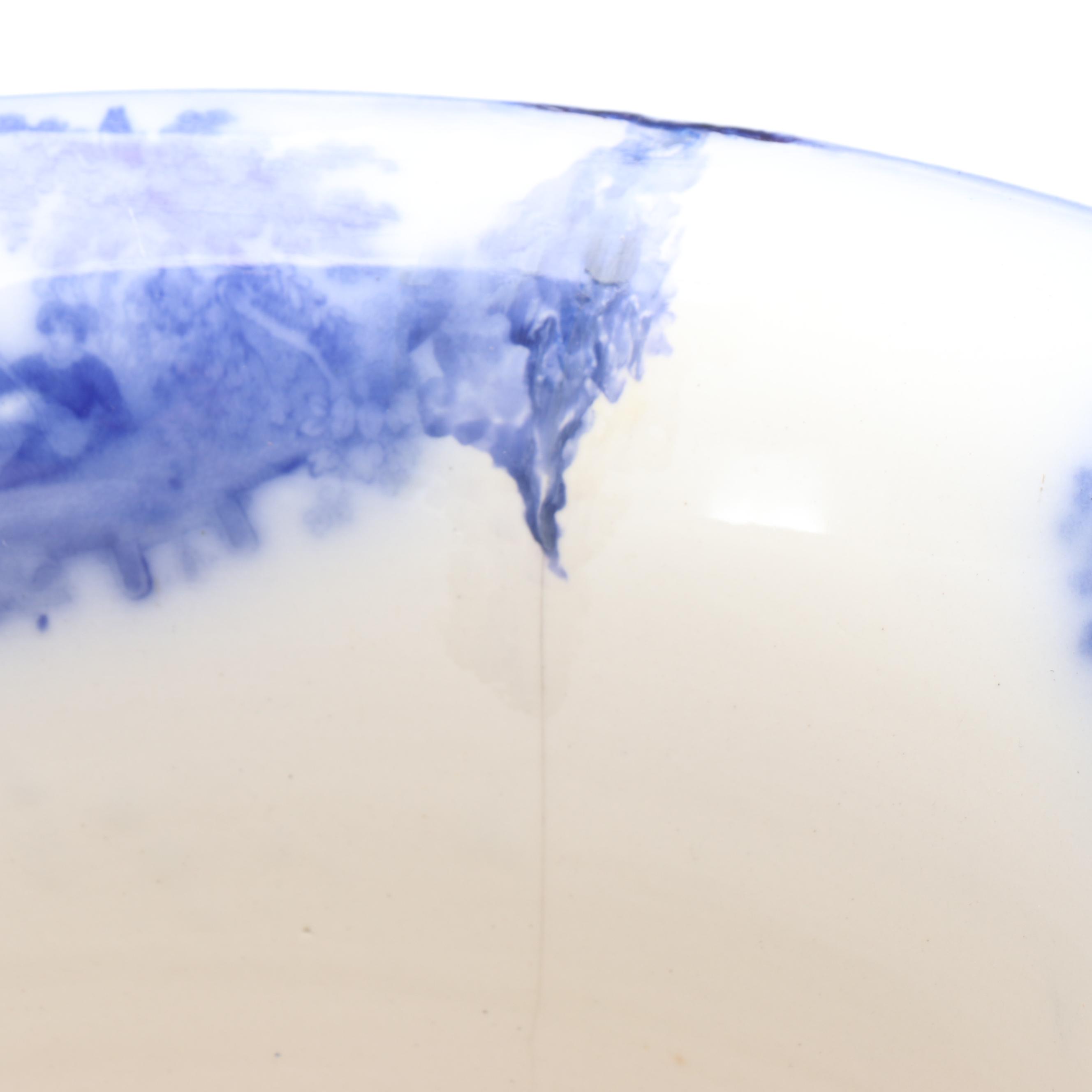 Doulton English  Flow Blue "Watteau" Umbrella Stand, Early 20th Century