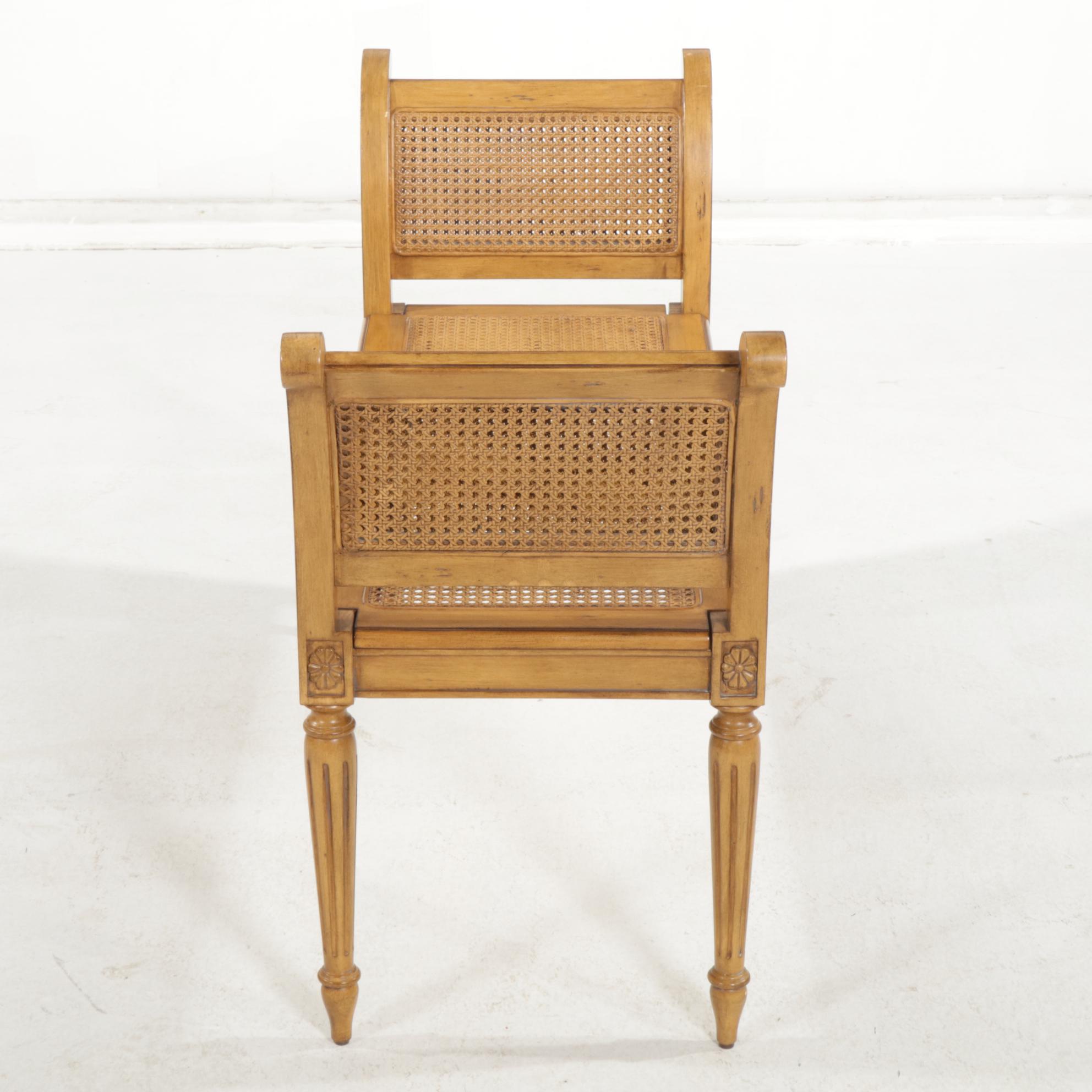 Ballard Designs Louis XV Style Bench with Woven Cane Seating