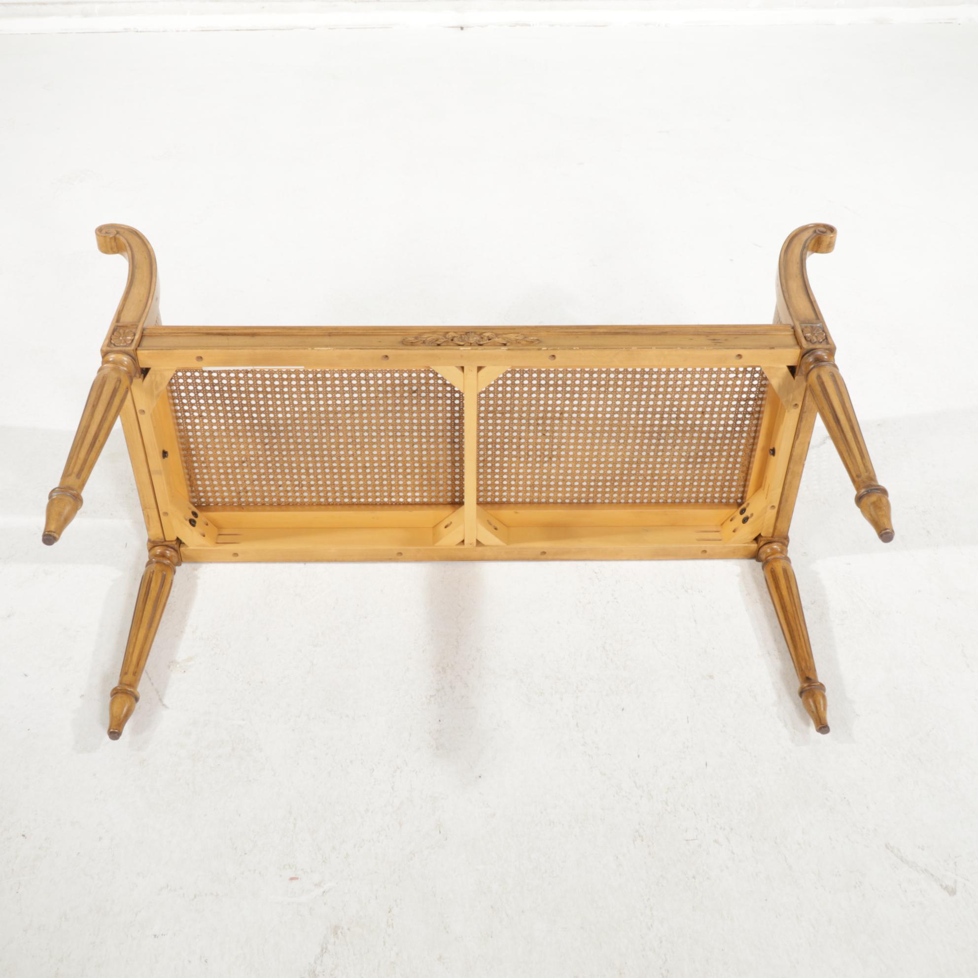Ballard Designs Louis XV Style Bench with Woven Cane Seating