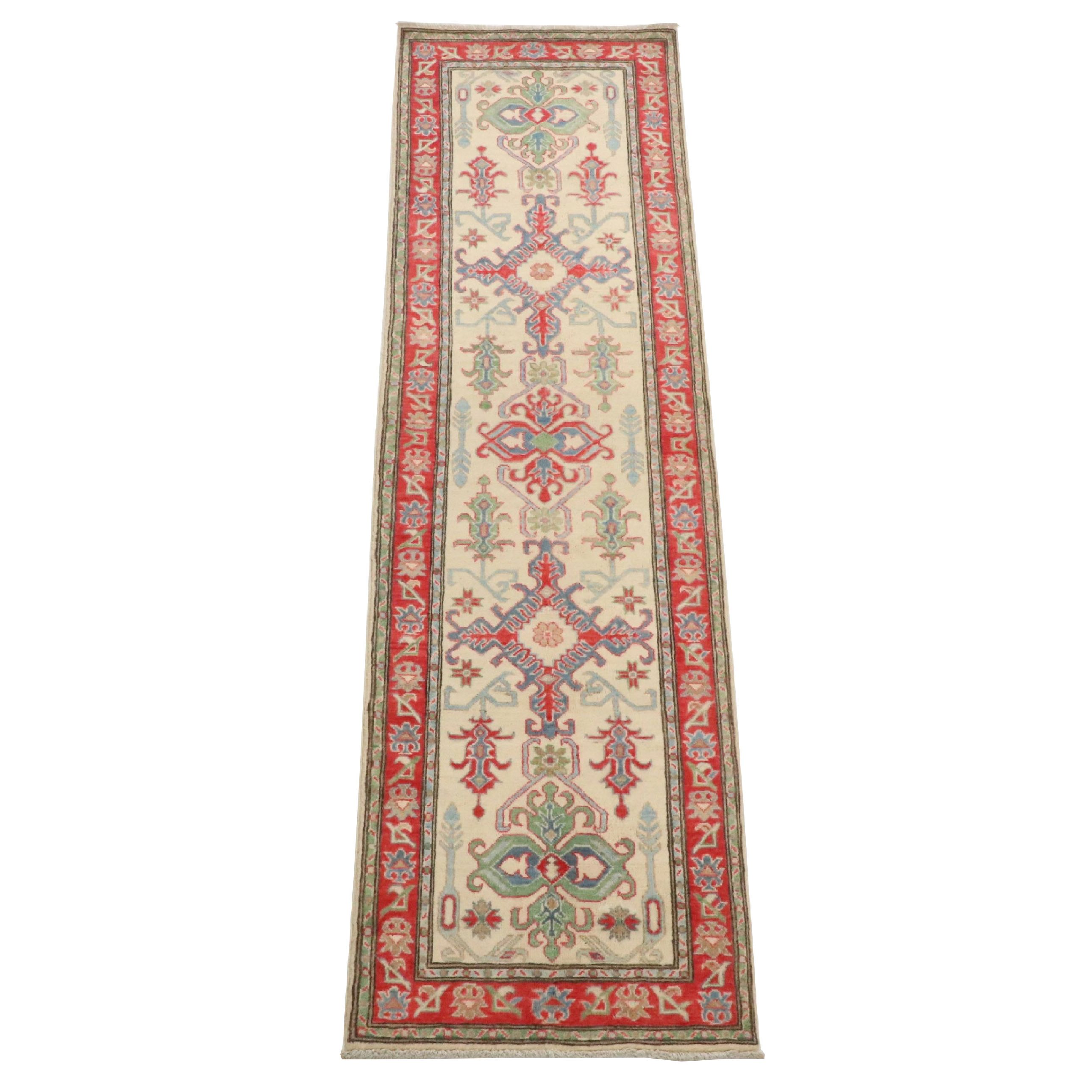 2'7 x 9'10 Hand-Knotted Pakistani Kazak Carpet Runner Long Rug
