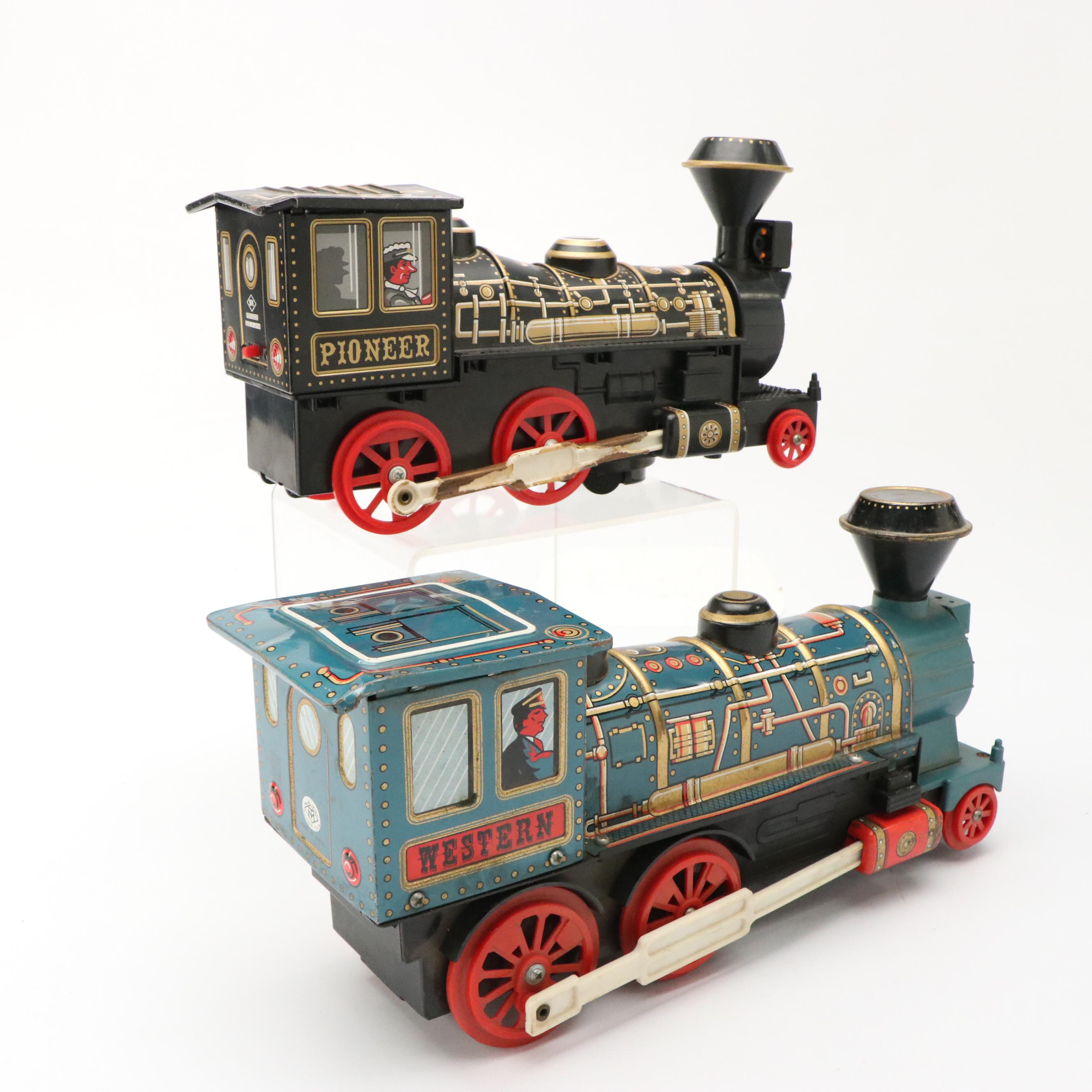 Modern Toys and Shinseikiki Tin Lithograph Toy Trains, Mid-20th Century