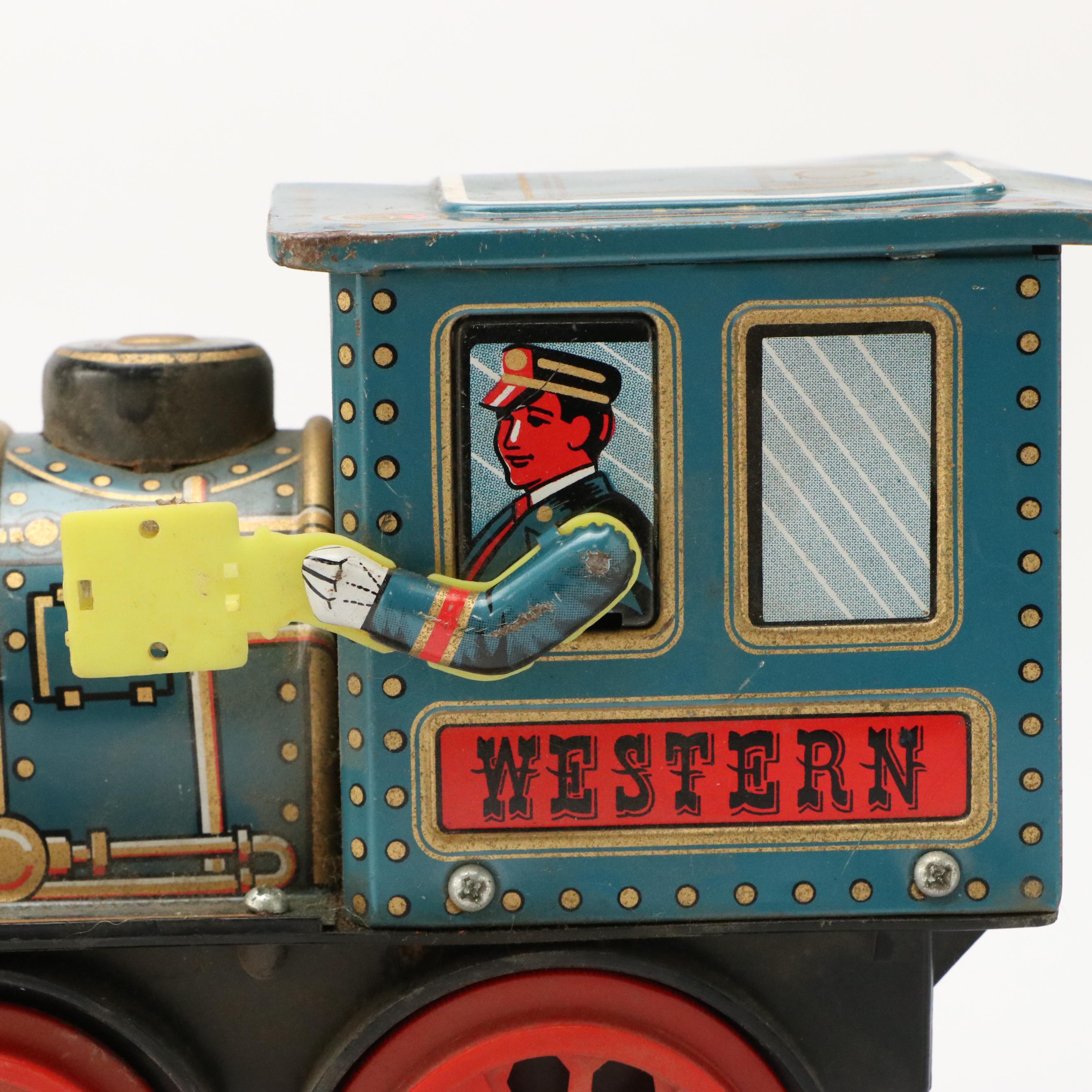 Modern Toys and Shinseikiki Tin Lithograph Toy Trains, Mid-20th Century