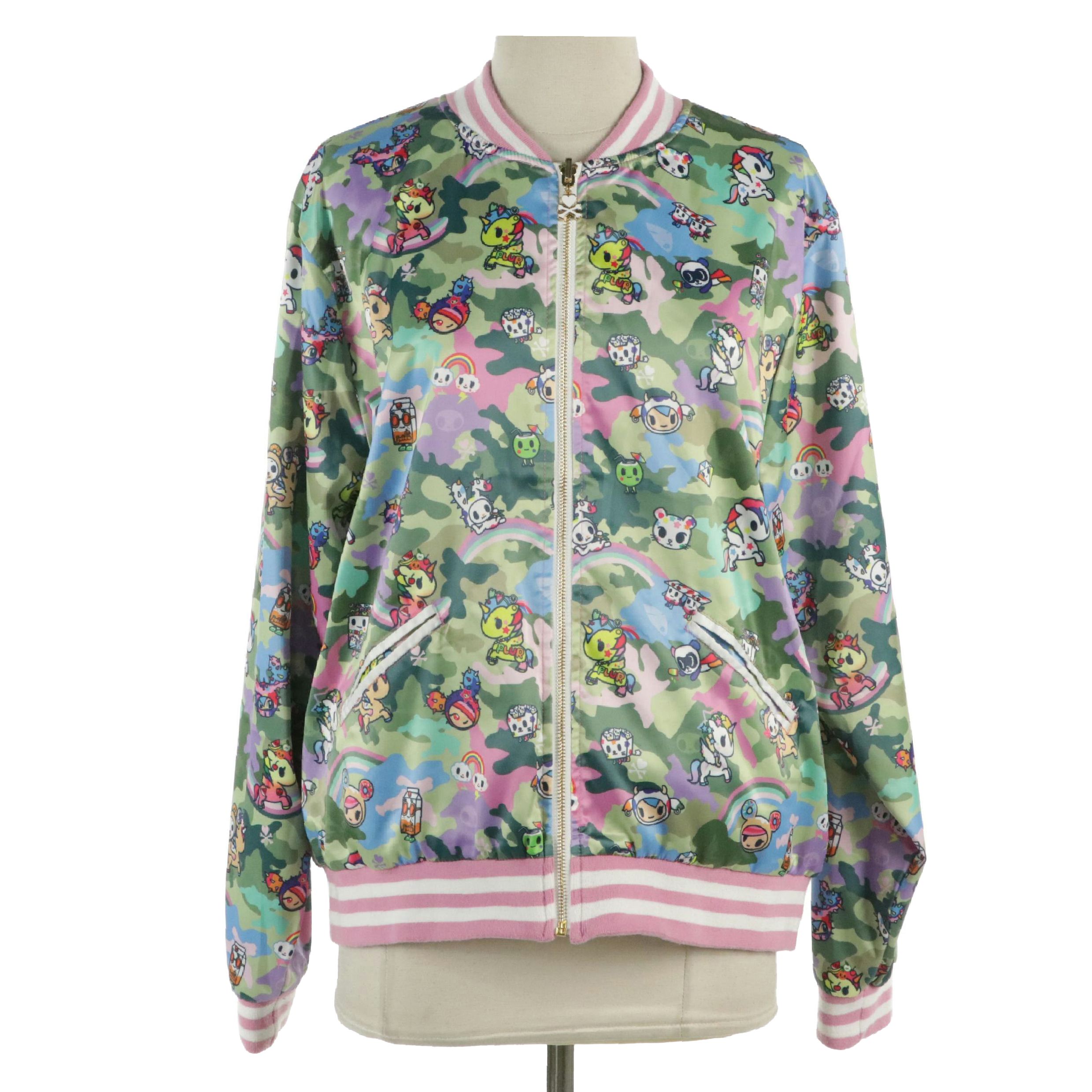 Tokidoki Reversible Varsity Jacket in Kawaii Camo Print