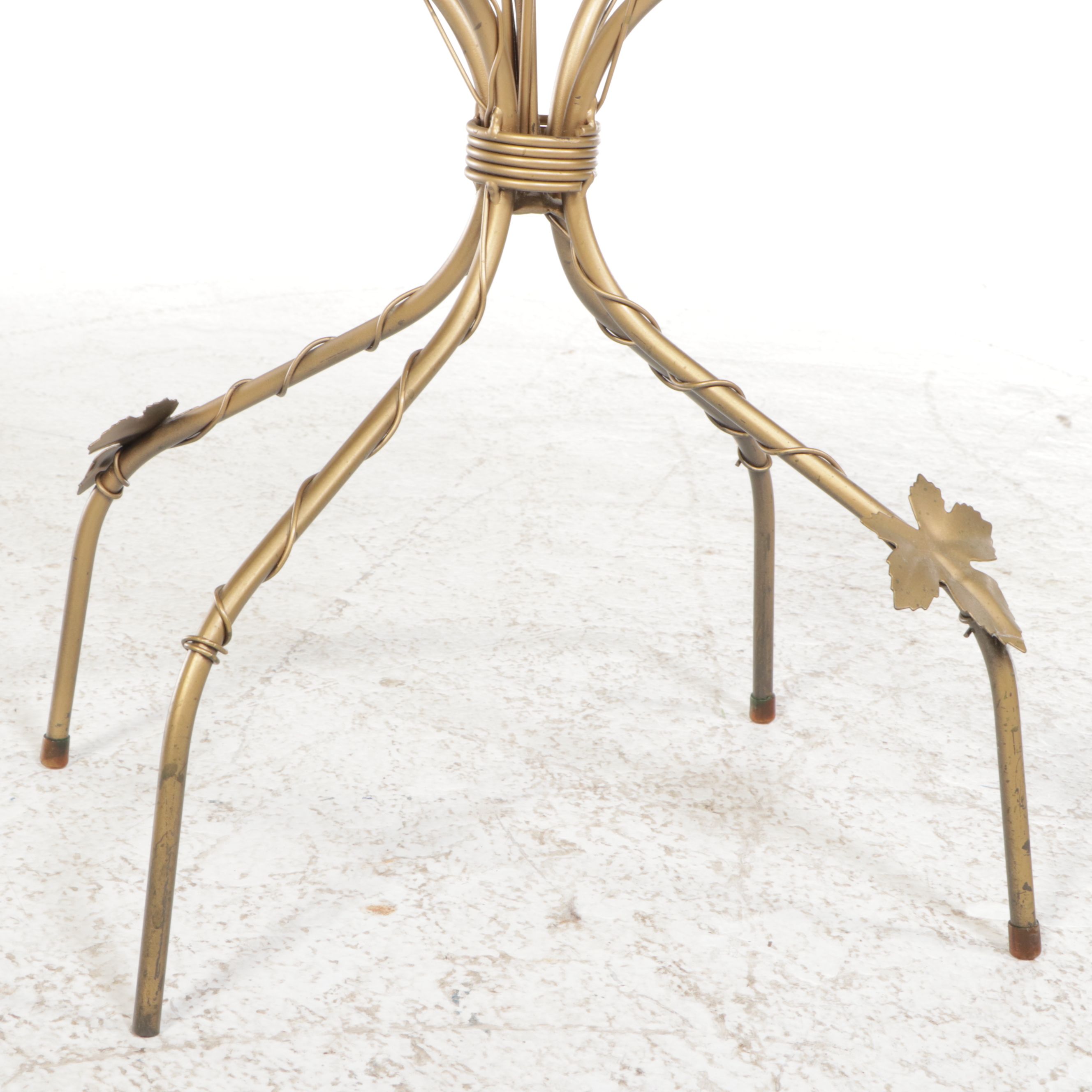 Italian Style Gilt Tole Glass Top Side Table, Mid to Late 20th Century