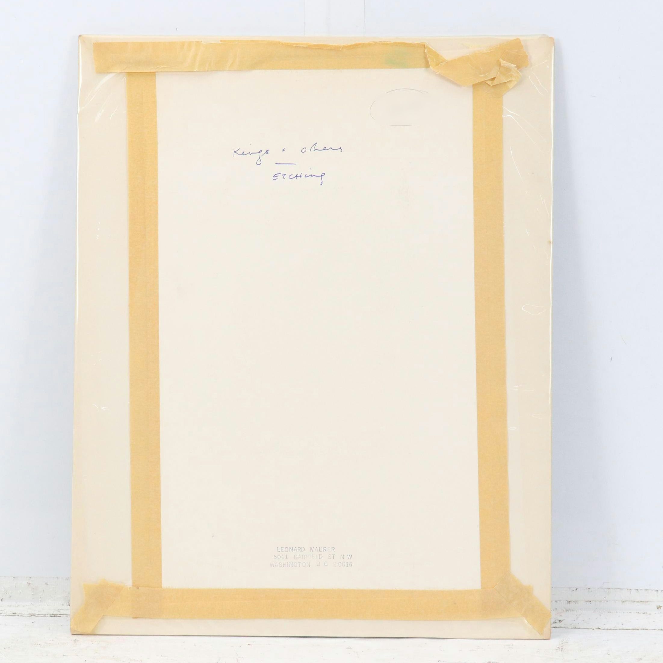 Leonard Maurer Modern Portrait Etching "Kings + Others"