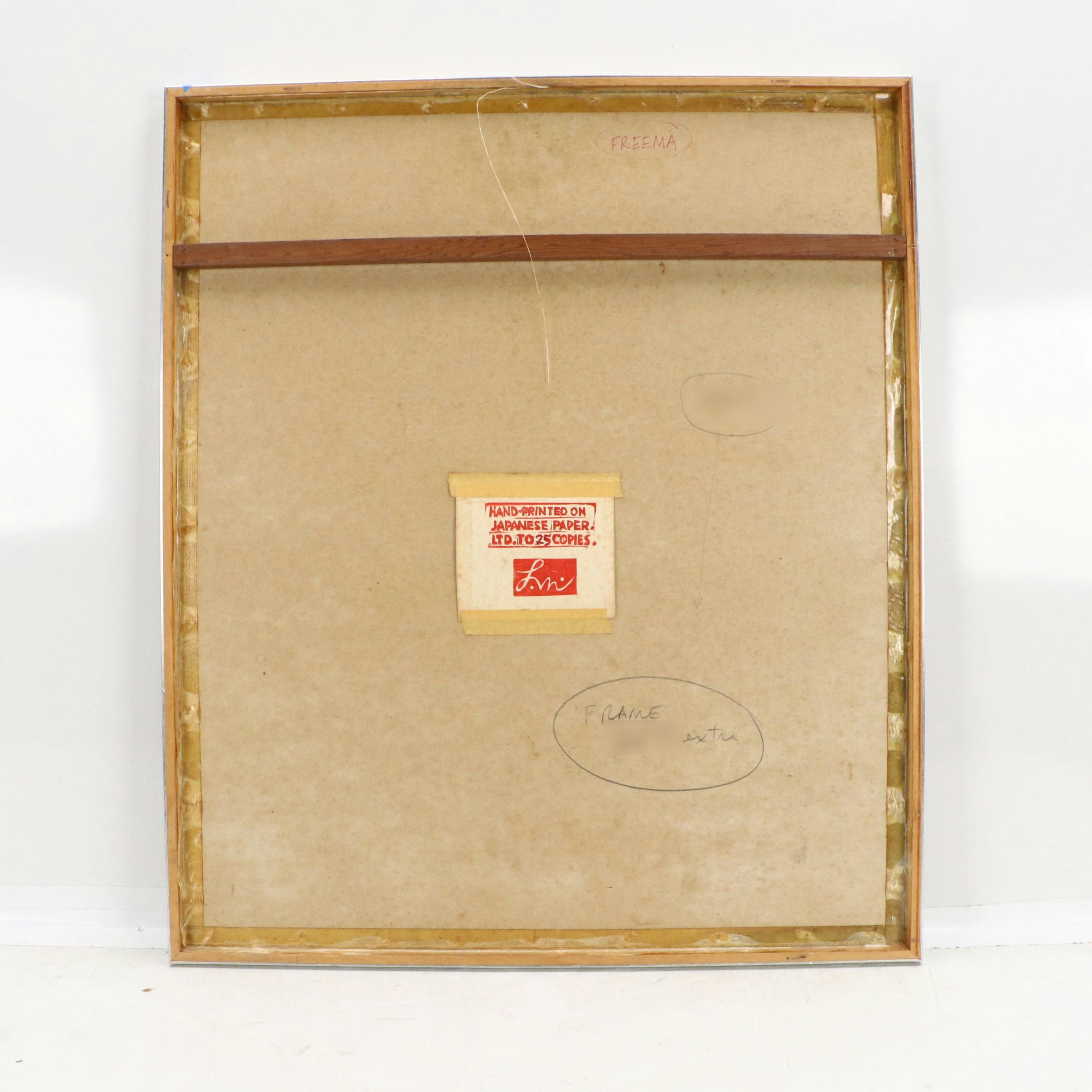 Leonard Maurer Stylized Figurative Woodcut "Jacob and the Angel #2," 1971