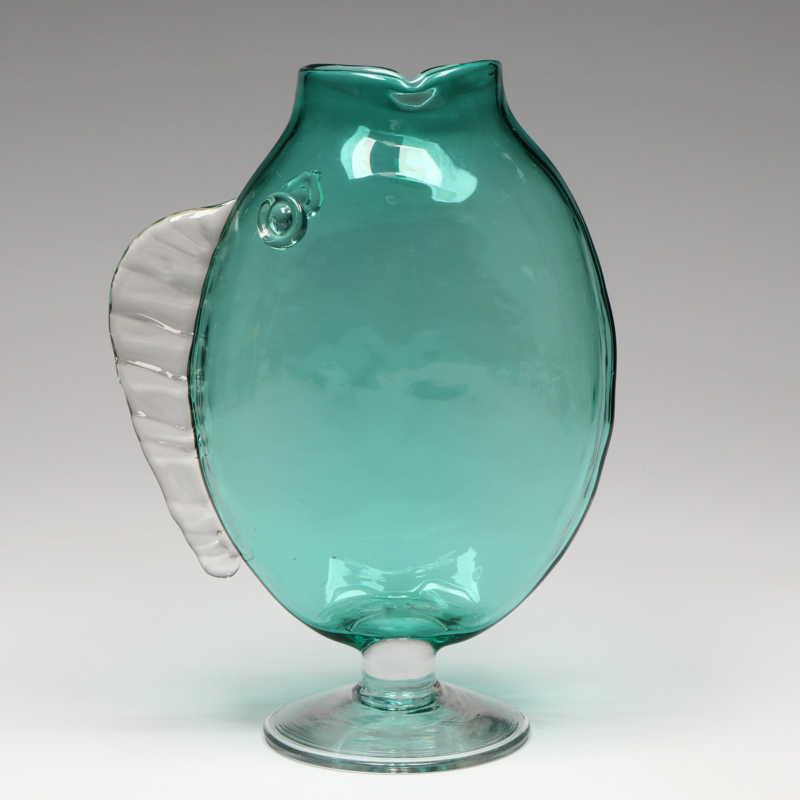 Blenko Art Glass Fish Vase, 1982-1999