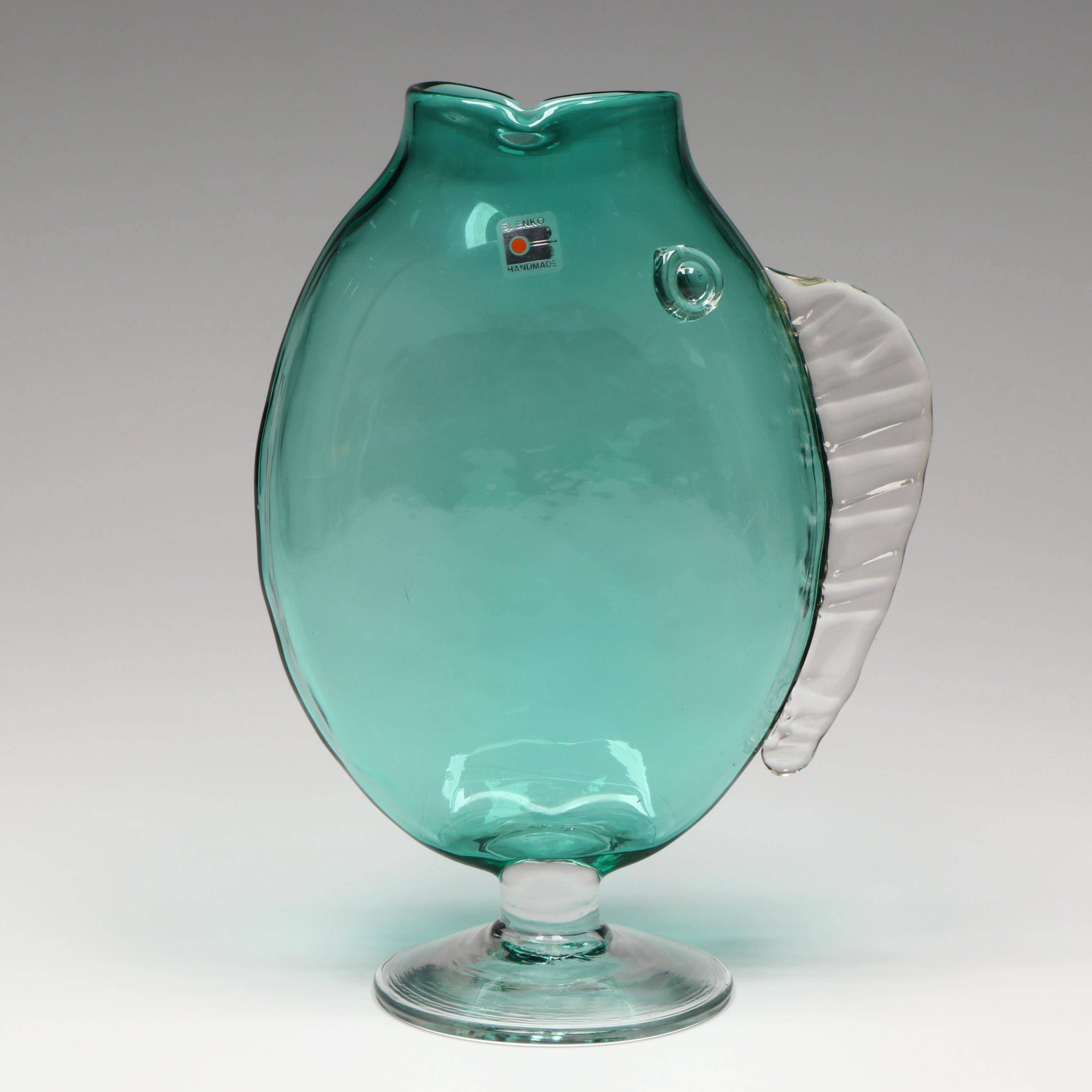 Blenko Art Glass Fish Vase, 1982-1999